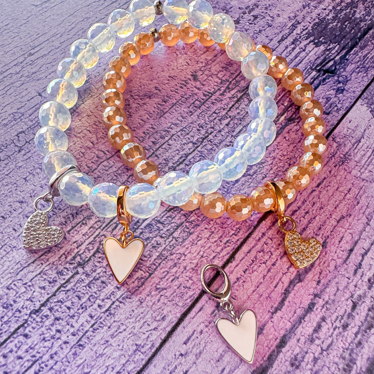 removable heart charms for jewelry on beaded bracelets from Featherly