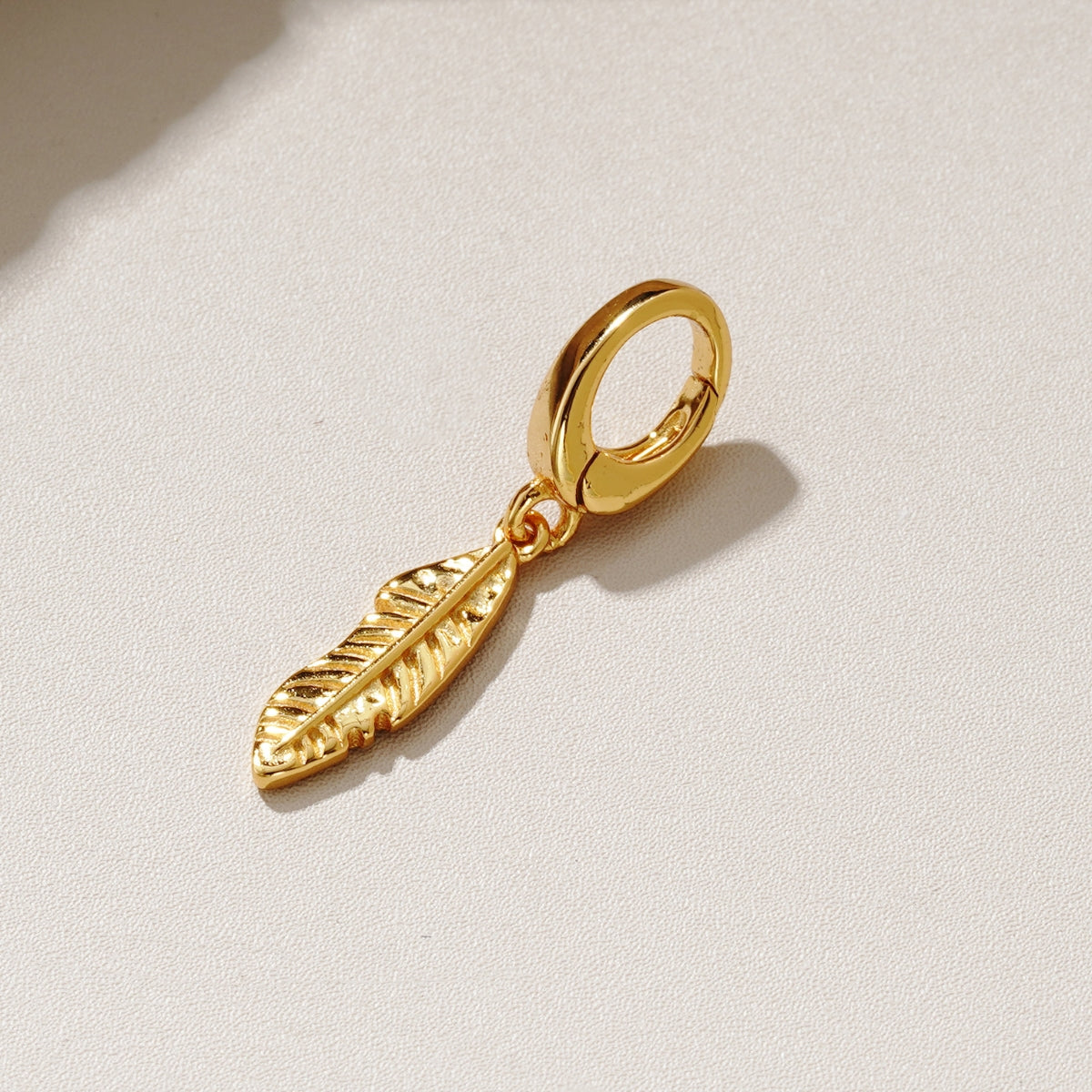 Featherly gold feather charm for bracelet and necklace chains