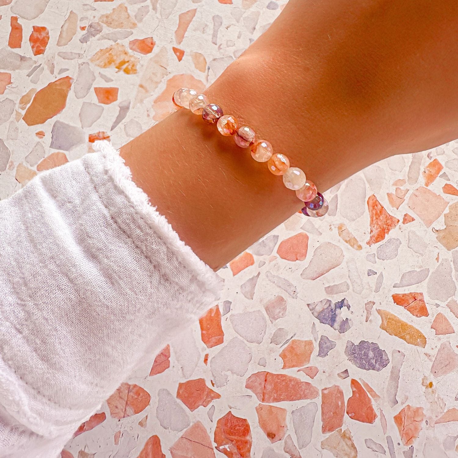 6mm stacker bracelet from featherly in fire quartz