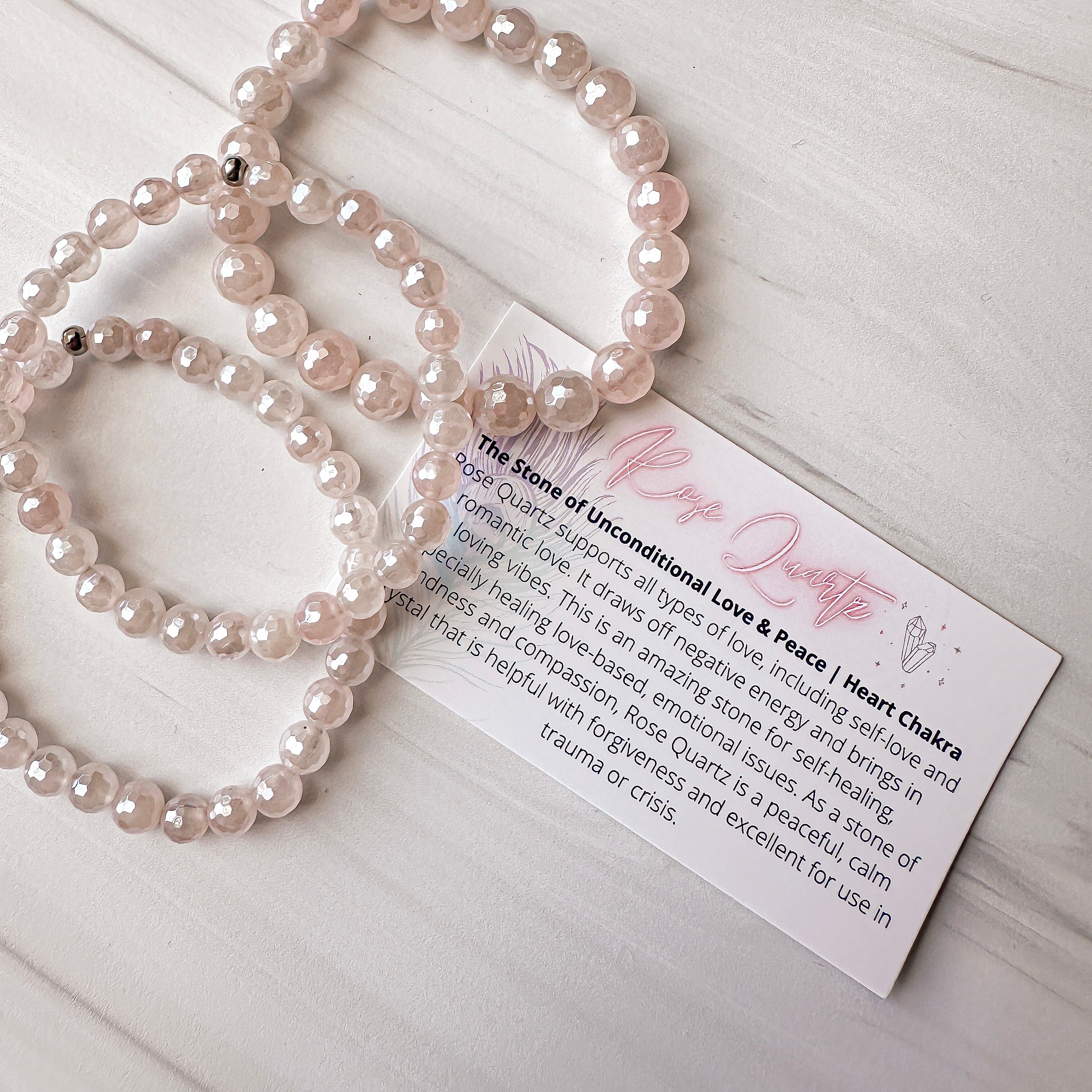 Unconditional Love & Peace - Mystic Rose Quartz Faceted Stacker Bracelet