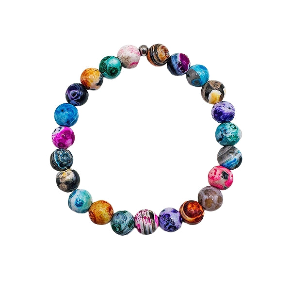 Featherly Rainbow Agate Stacker Crystal Gemstone Beaded Bracelet
