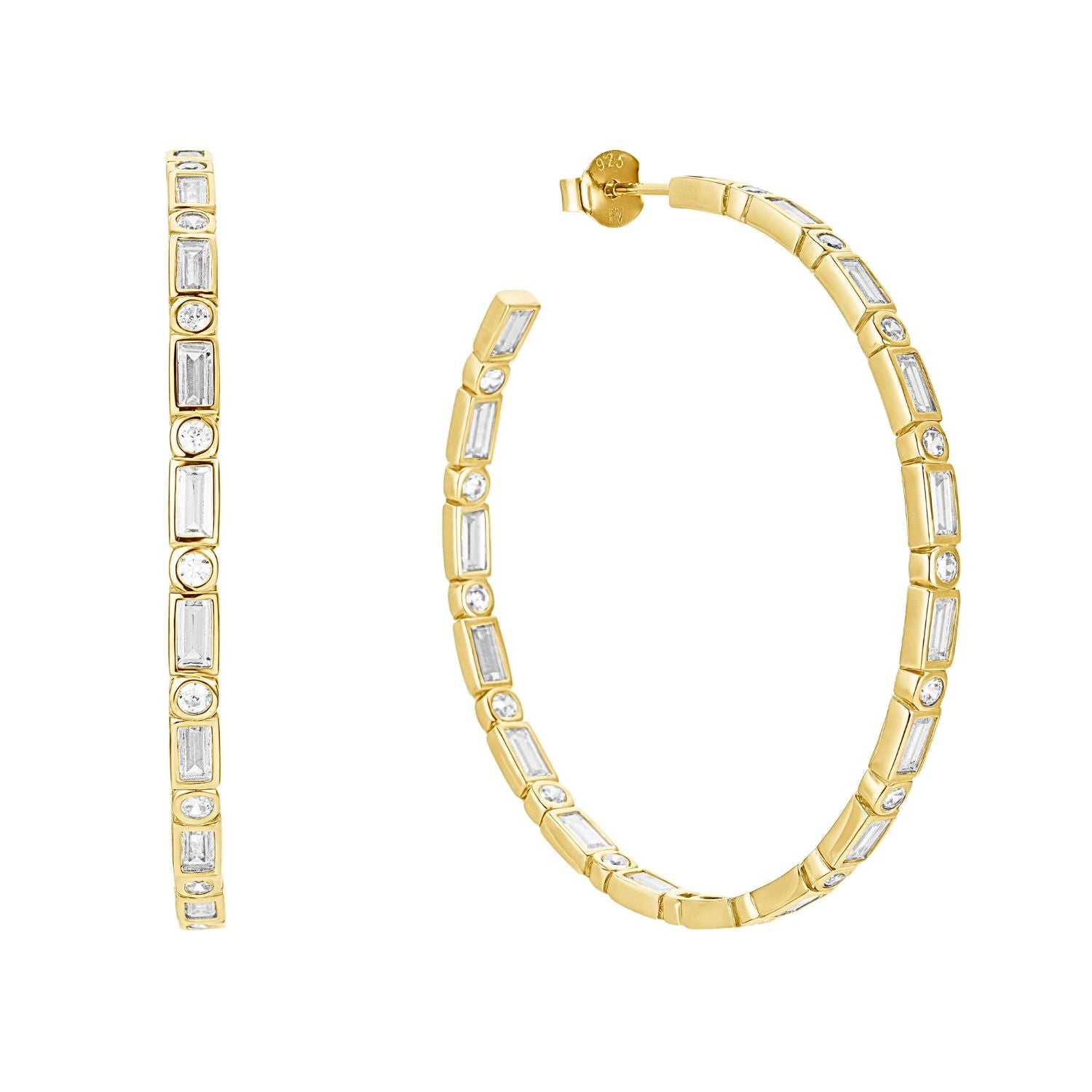 CZ Baguette Hoop Earrings