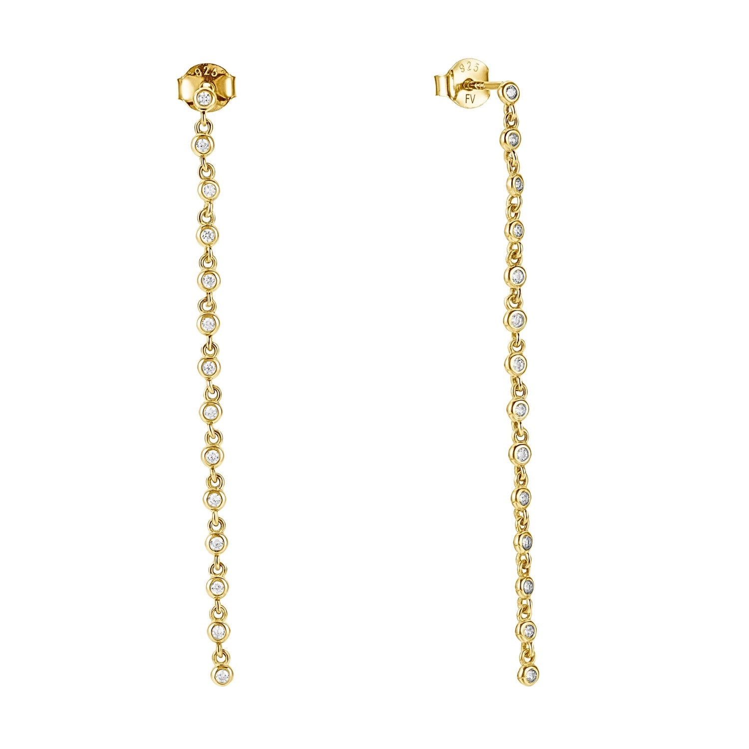CZ Bezel Drop Dangle Earrings