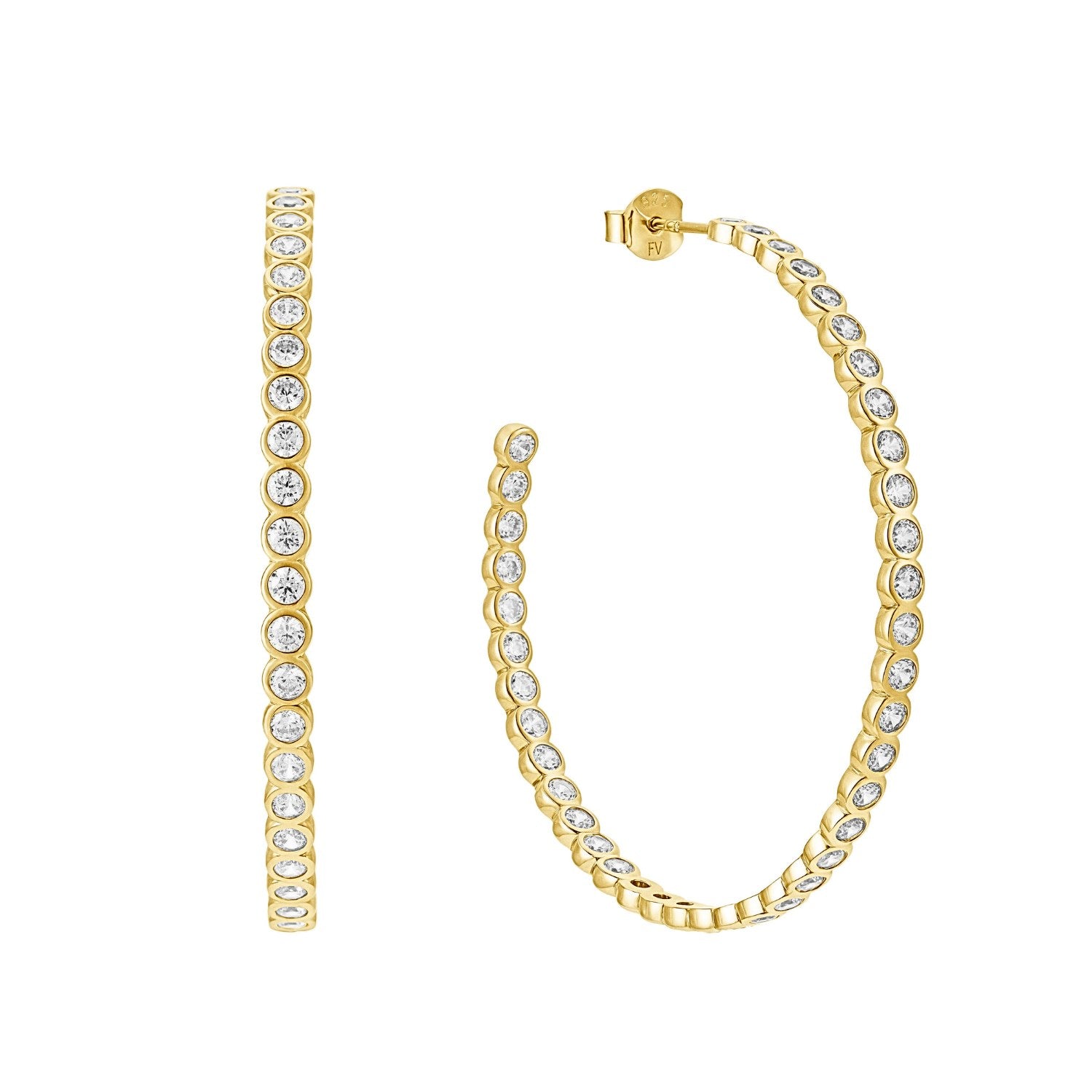 CZ Bezel Hoop Earrings