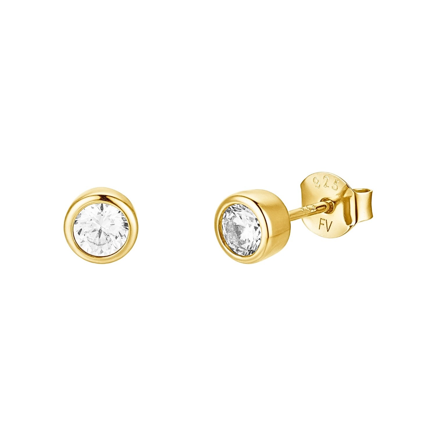 CZ Round Bezel Stud Earrings