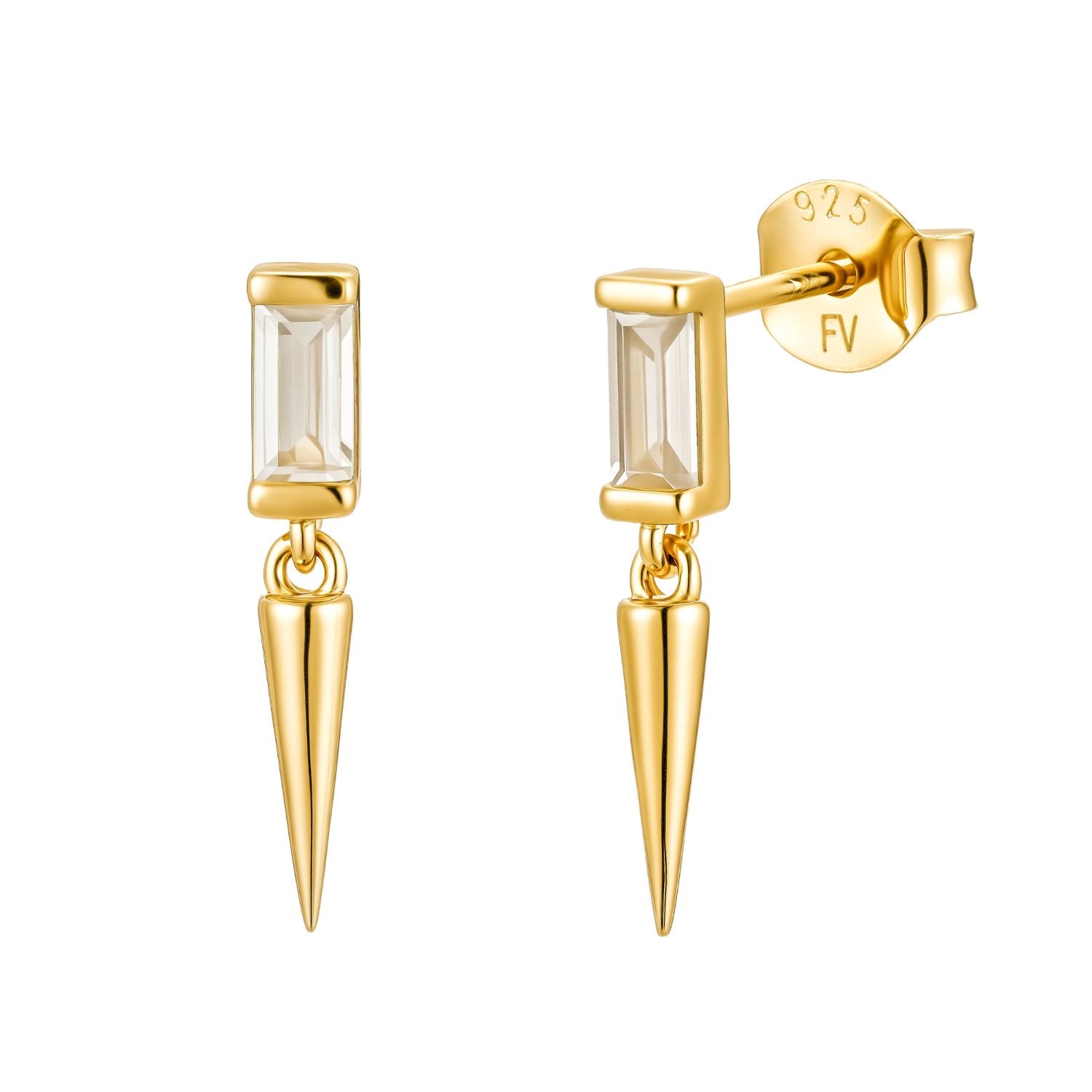 CZ Spike Drop Stud Earrings