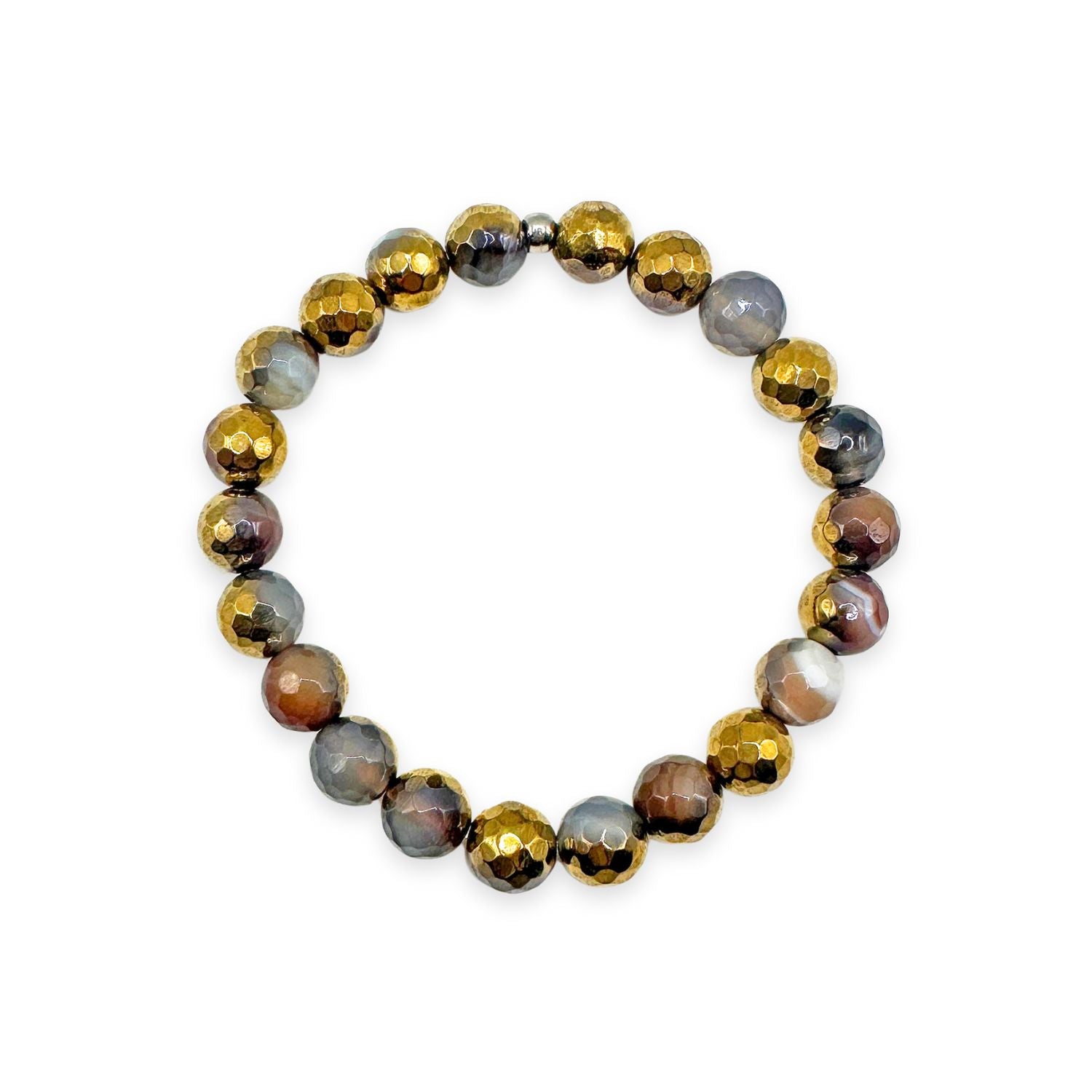 womens beaded bracelet in 8mm gold coffee agate from Featherly