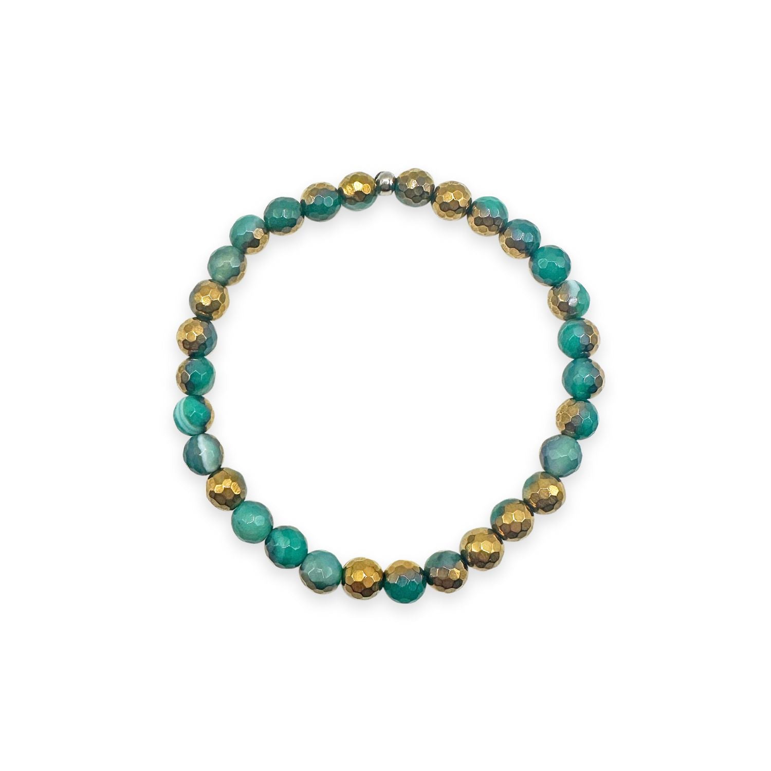 womens beaded bracelet in 6mm gold green agate from Featherly
