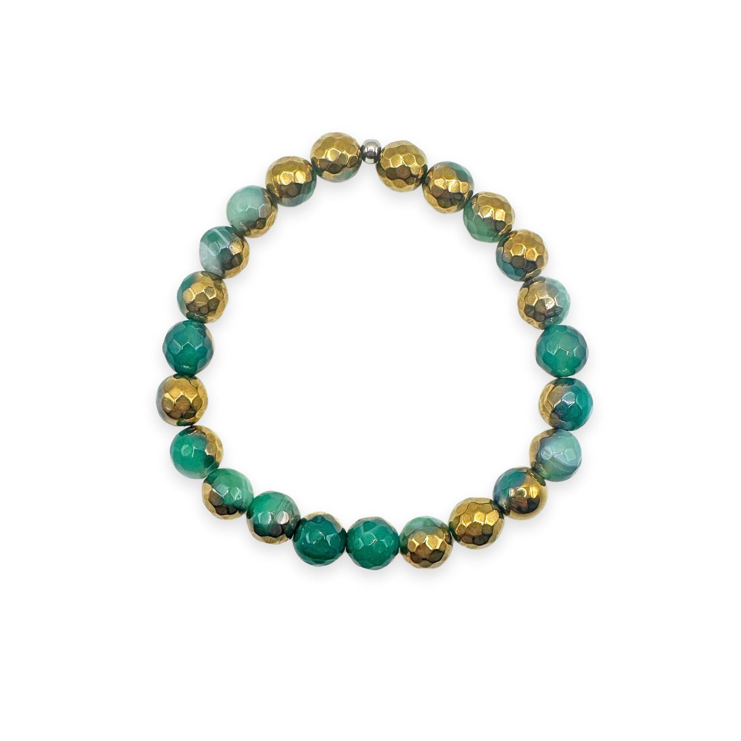 womens beaded bracelet in 8mm gold green agate from Featherly