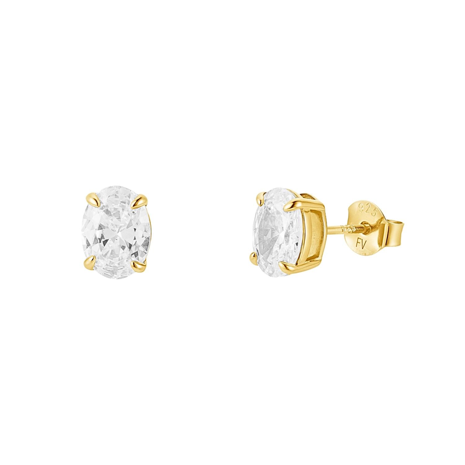 CZ Oval Stud Earrings