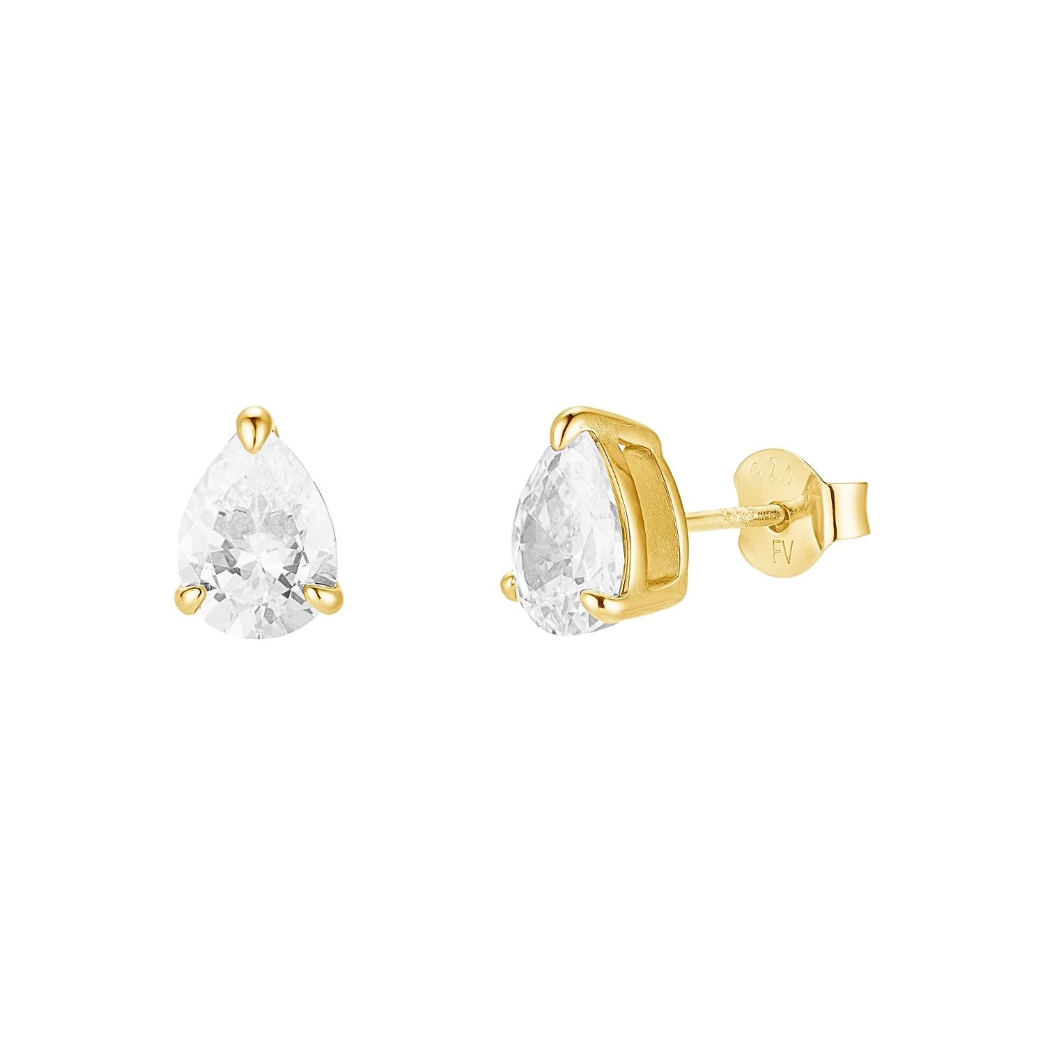 CZ Pear Stud Earrings