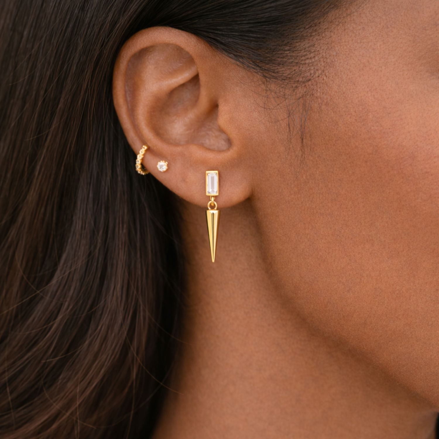 CZ Spike Drop Stud Earrings