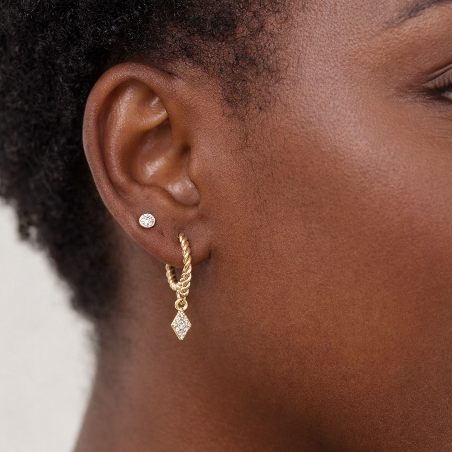 CZ Twisted Huggie Hoop Earrings