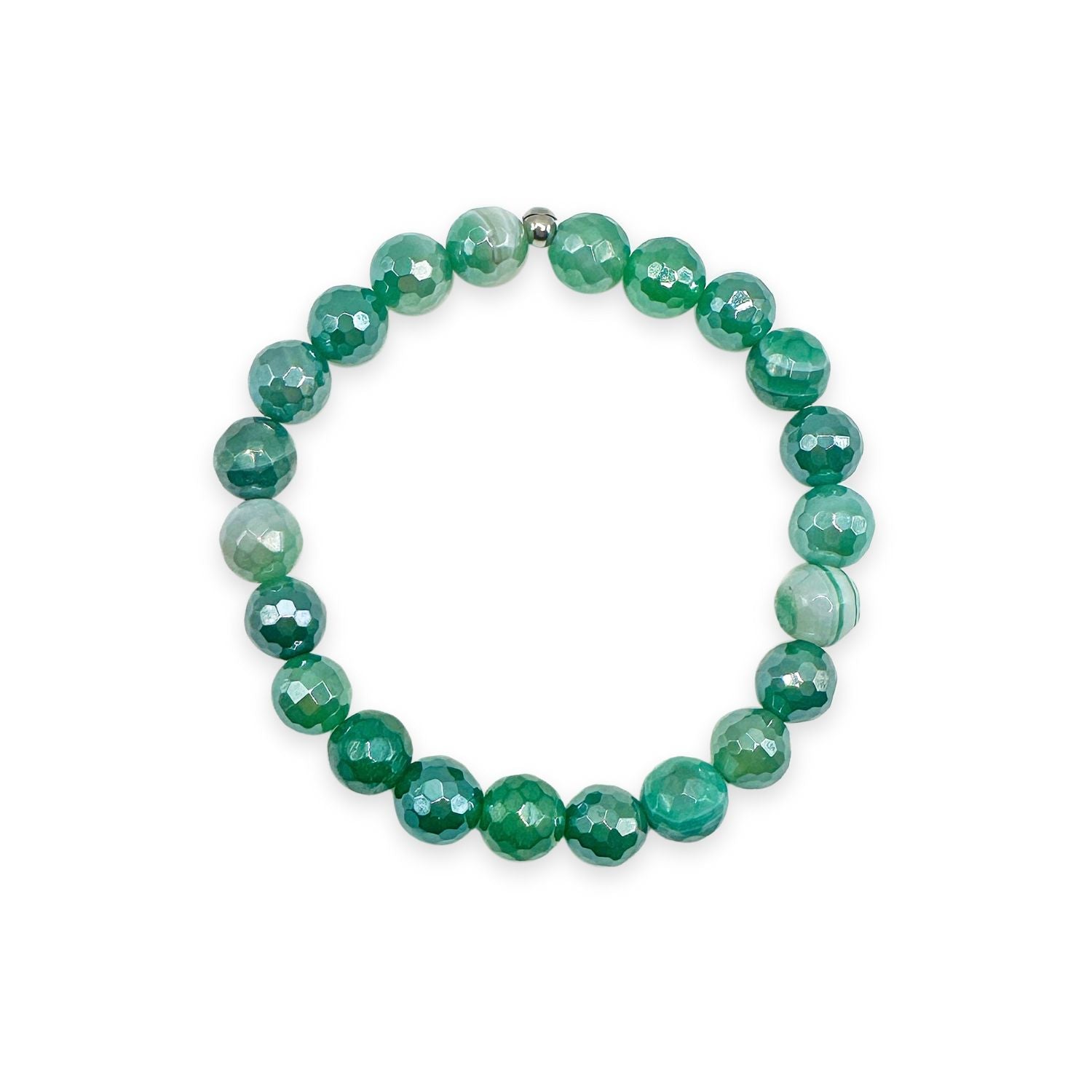 womens beaded bracelet in 8mm green banded agate from Featherly