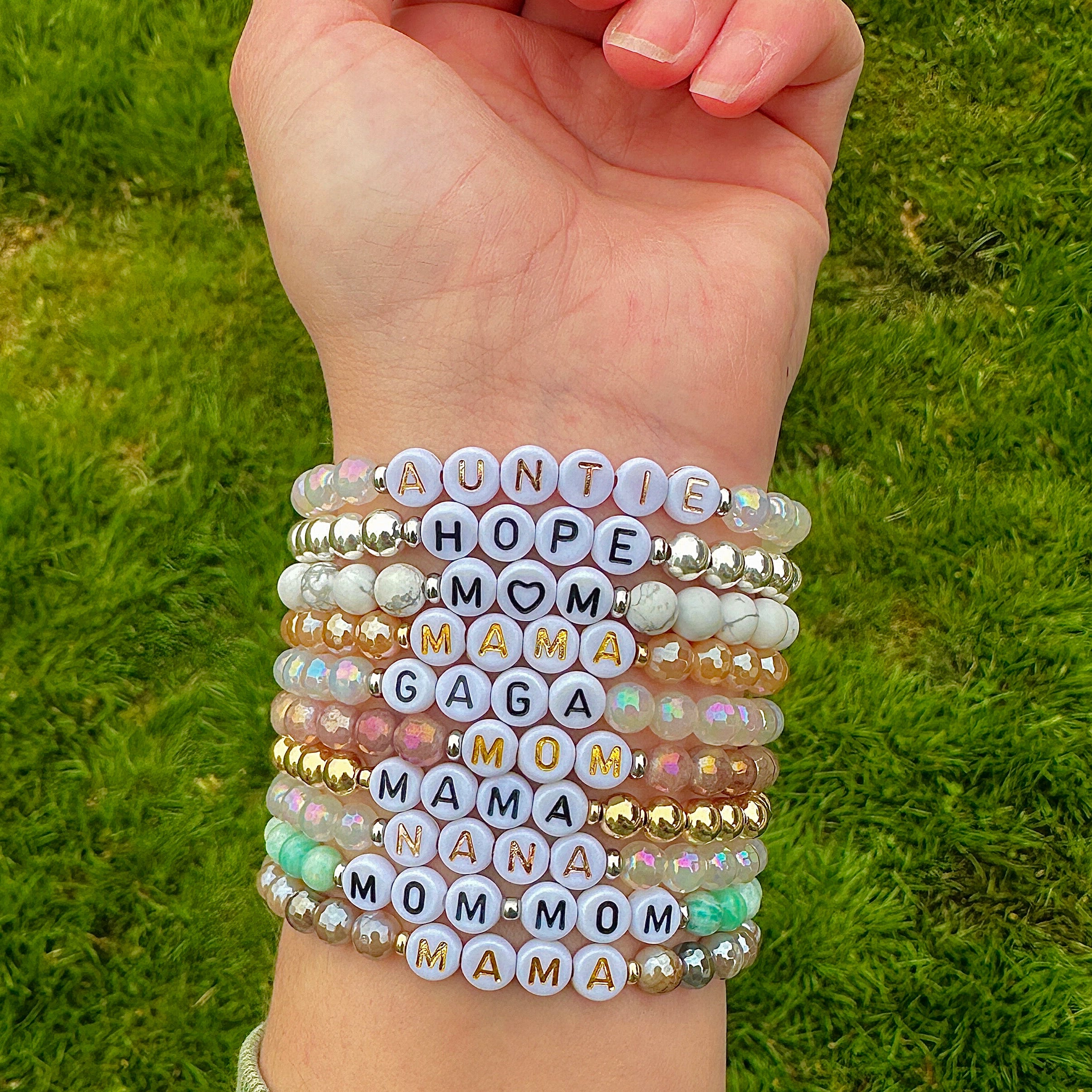 Mystic White Agate Mini Personalized Bracelet
