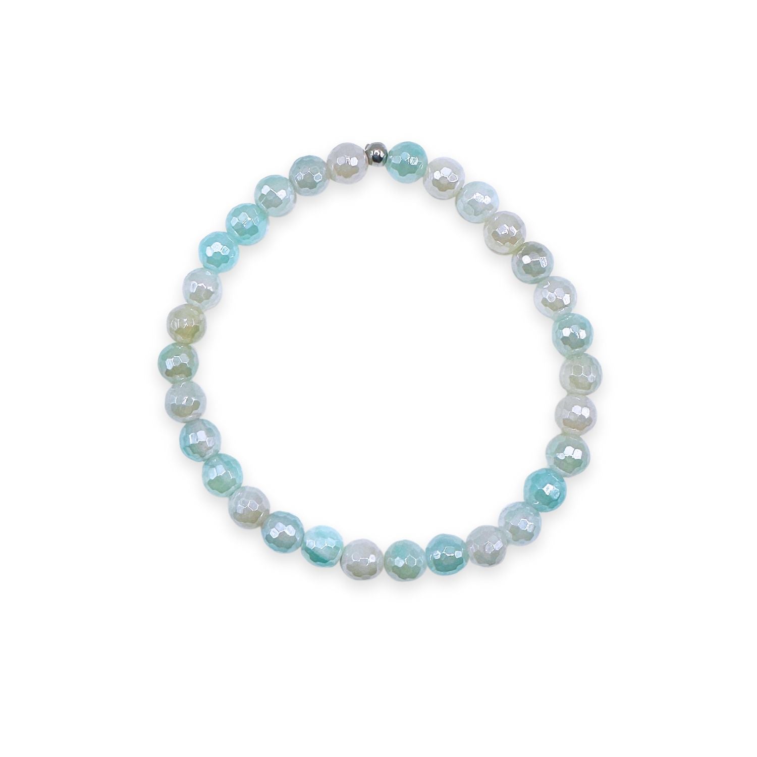 womens beaded bracelet in 6mm light blue agate from Featherly
