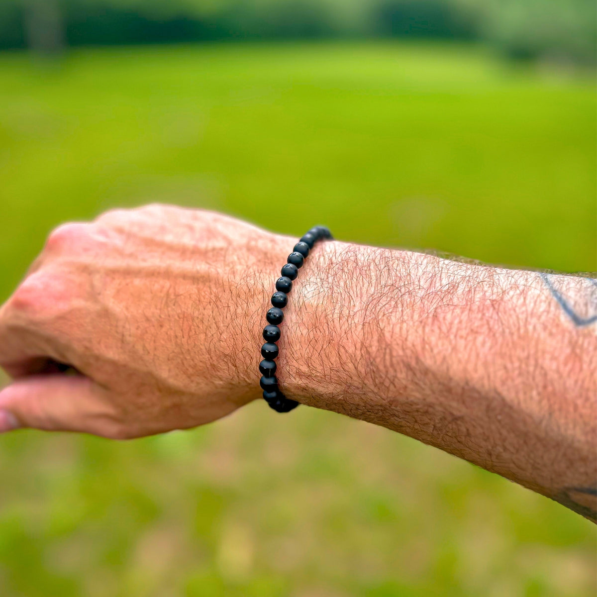 mens bracelet black - mens beaded bracelet black