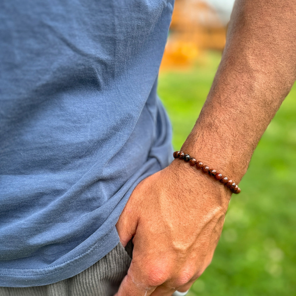 Guy bead bracelet mahogany obsidian 6mm