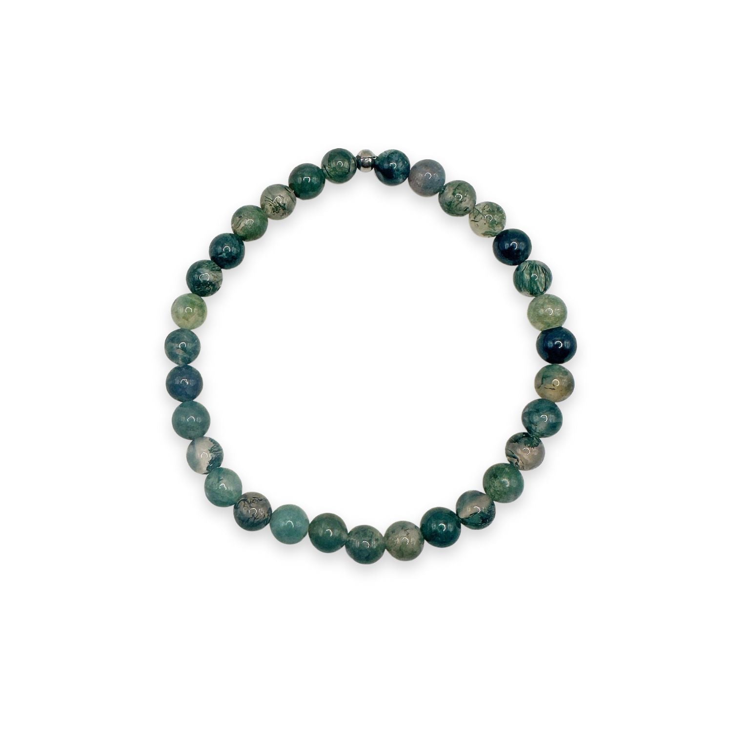 Guy beaded bracelet moss agate 6mm mens beaded bracelet