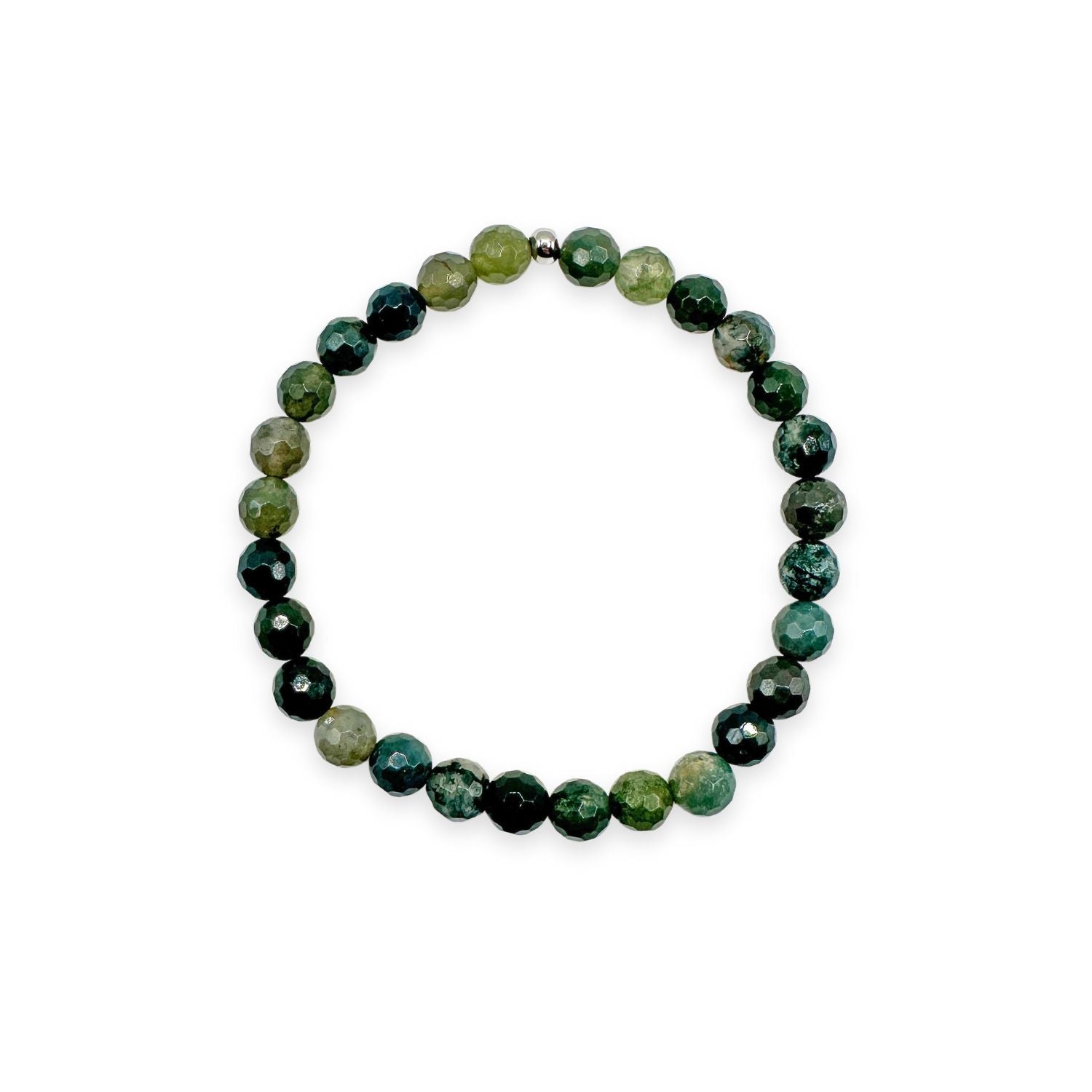 womens beaded bracelet in 6mm faceted moss agate from Featherly