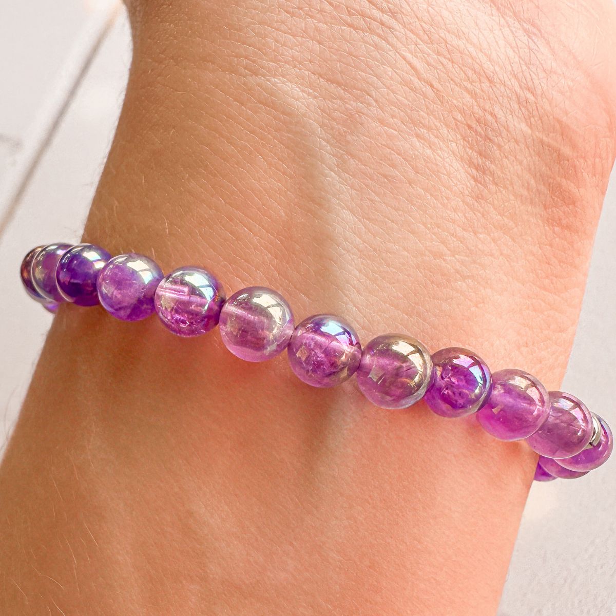 purple beaded bracelet for women in amethyst