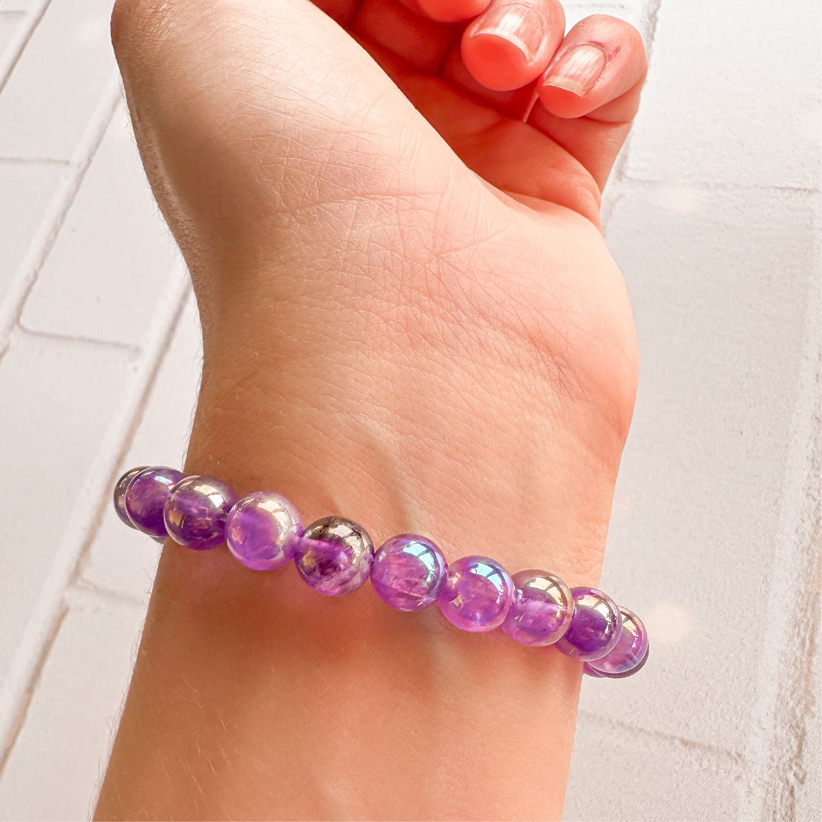 mystic amethyst beaded bracelet