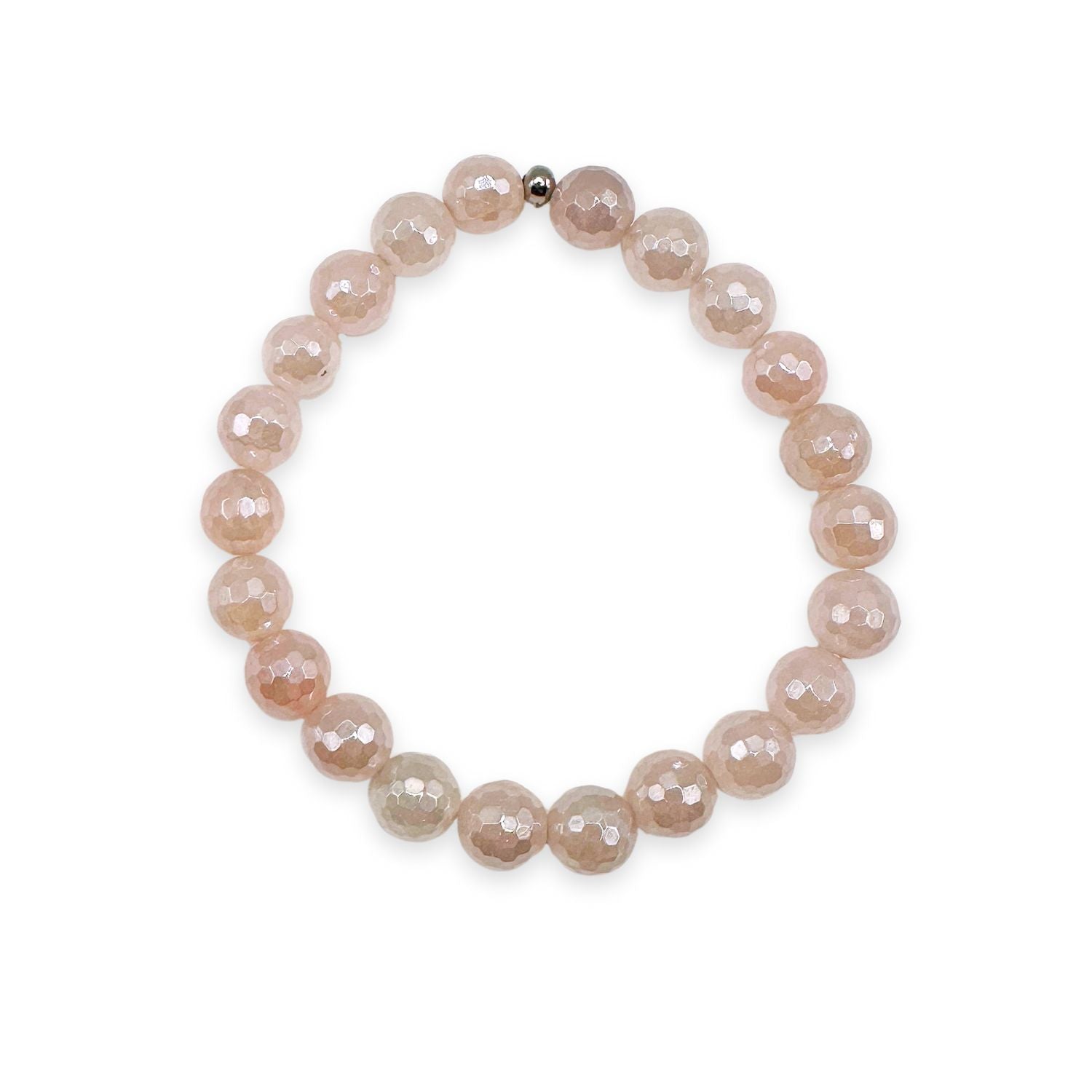 womens beaded bracelet in 8mm mystic rose quartz from Featherly