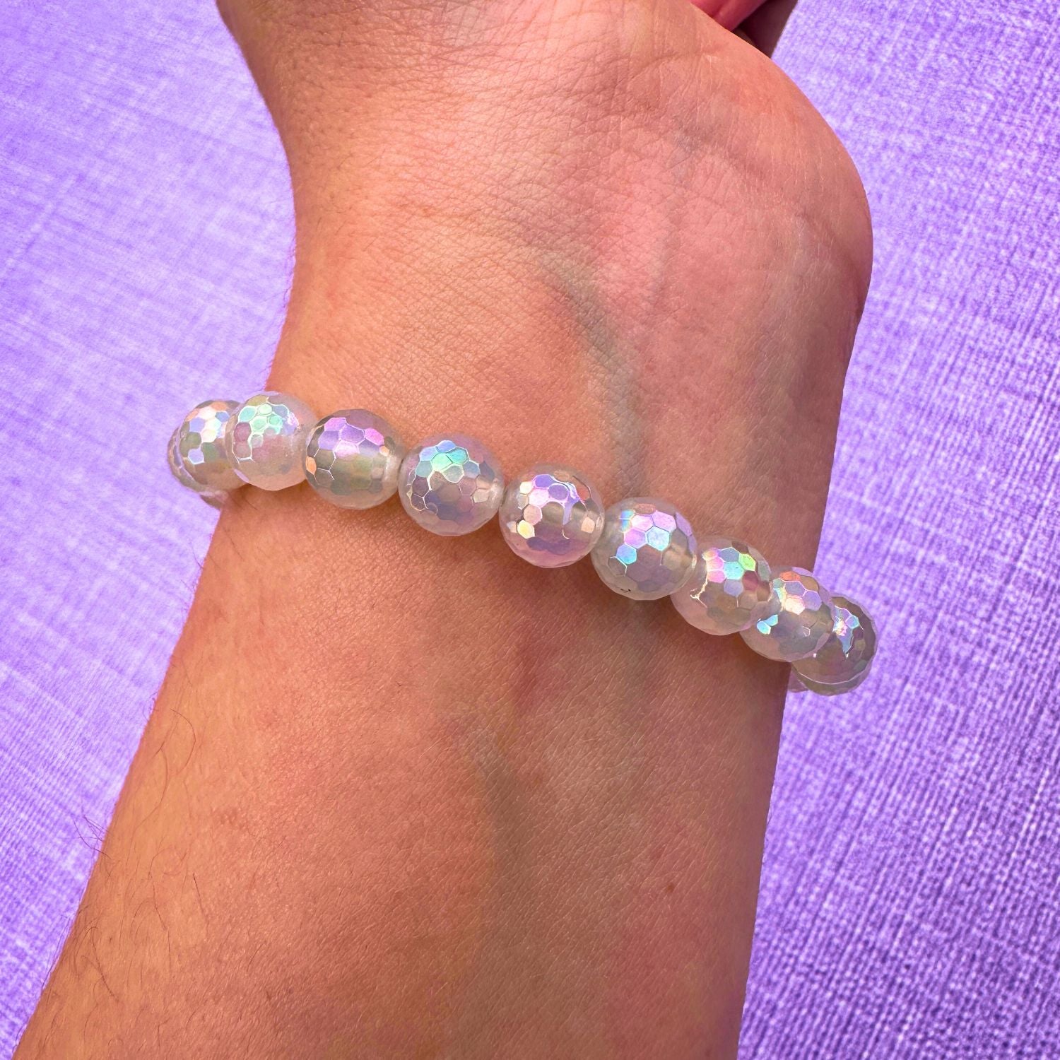 stacker bracelet from featherly in mystic white agate