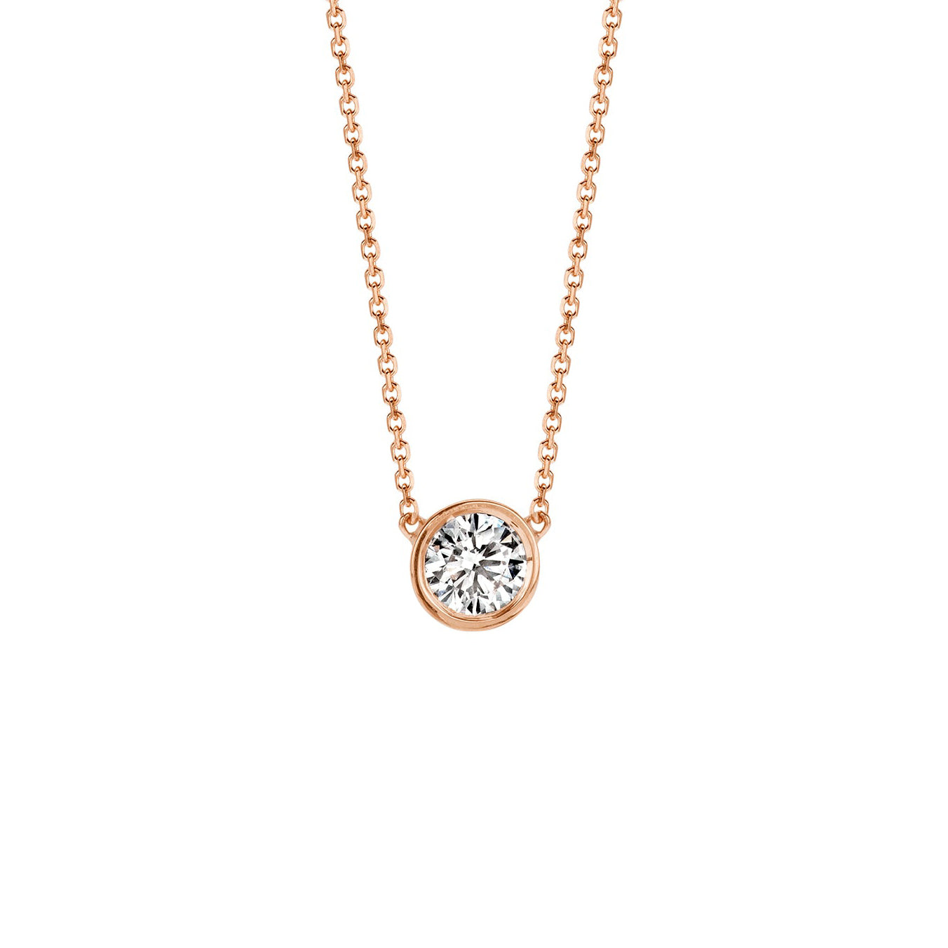 Featherly adjustable cubic zirconia bezel necklace in rose gold