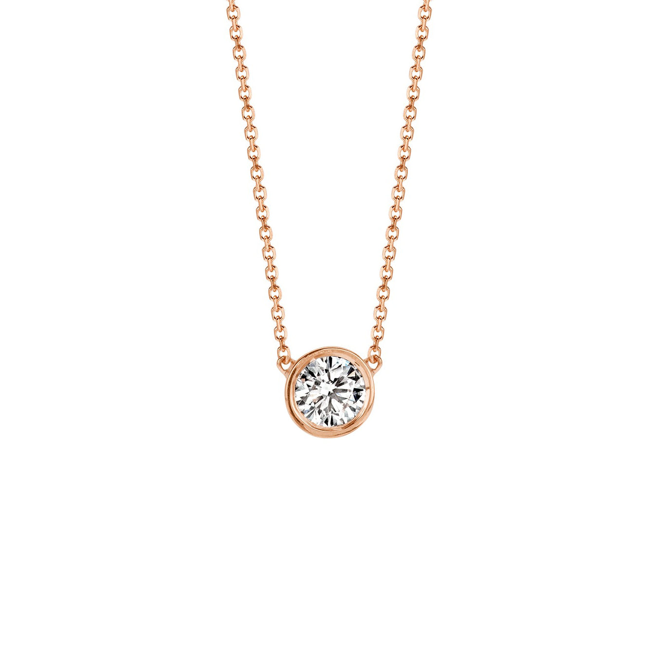  Featherly adjustable cubic zirconia bezel necklace in rose gold 