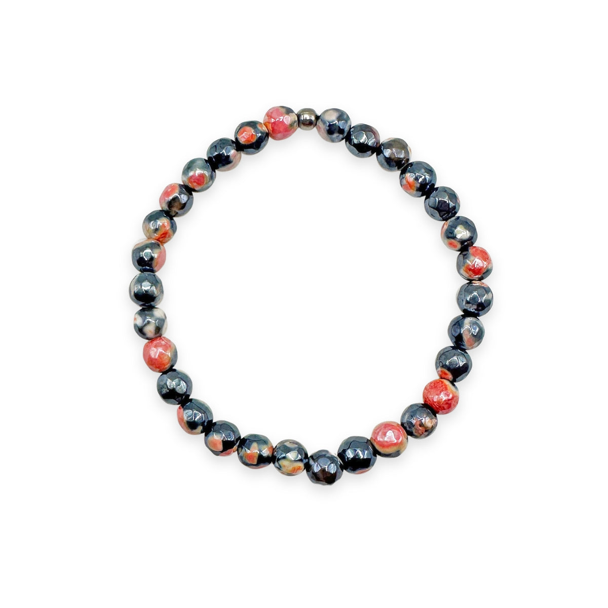 Mystic Orange and Black Fire Agate Faceted Mini Bracelet