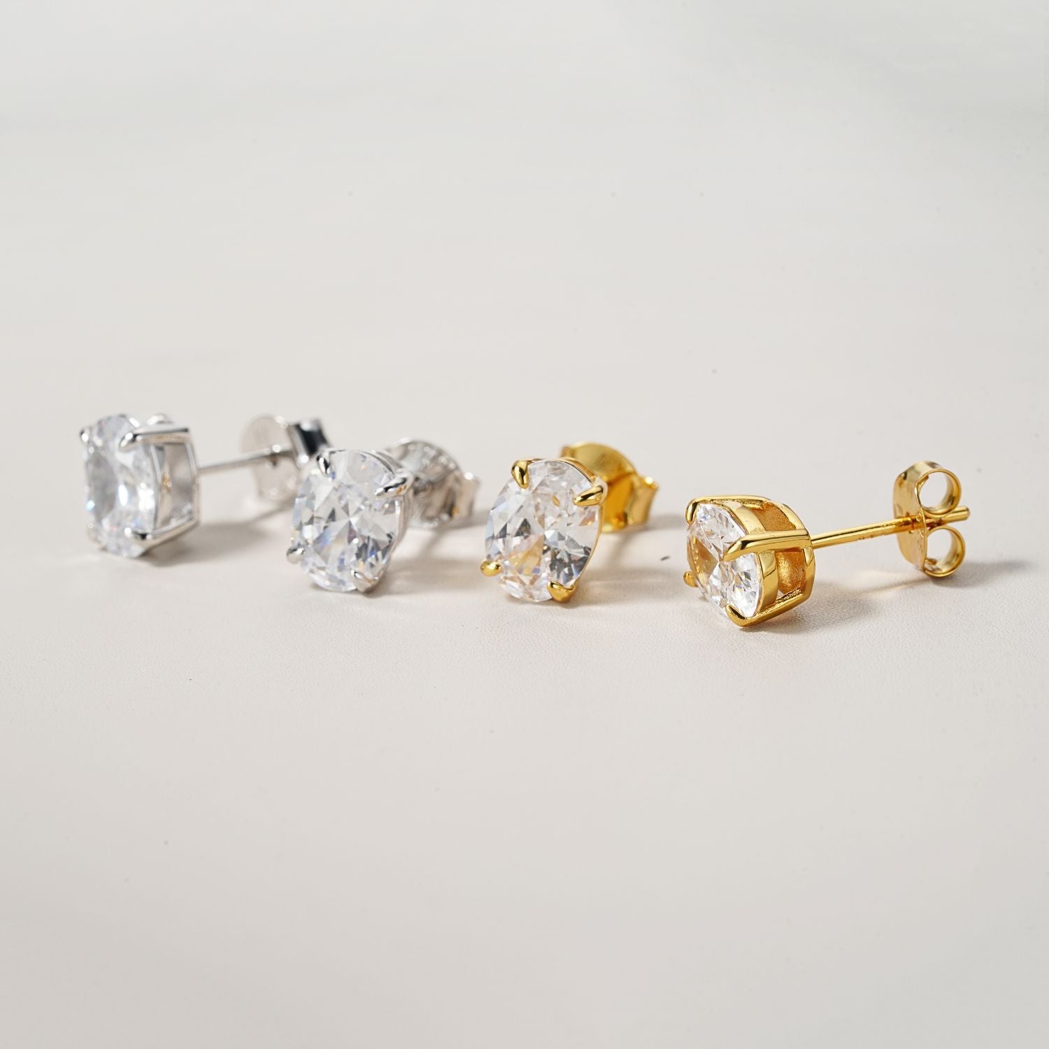 CZ Oval Stud Earrings