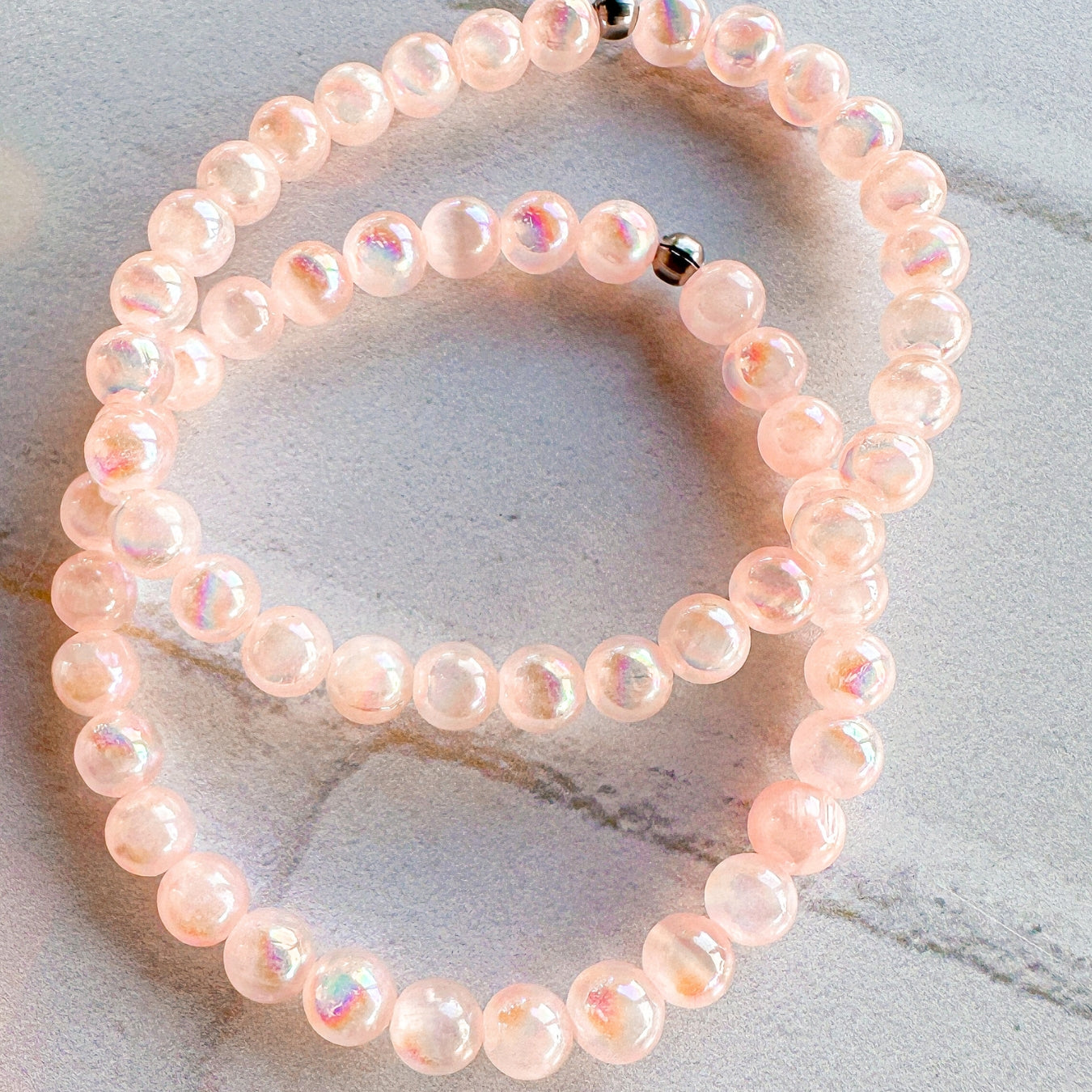 Purity & Protection - Mystic Peach Selenite Mini Stacker Bracelet