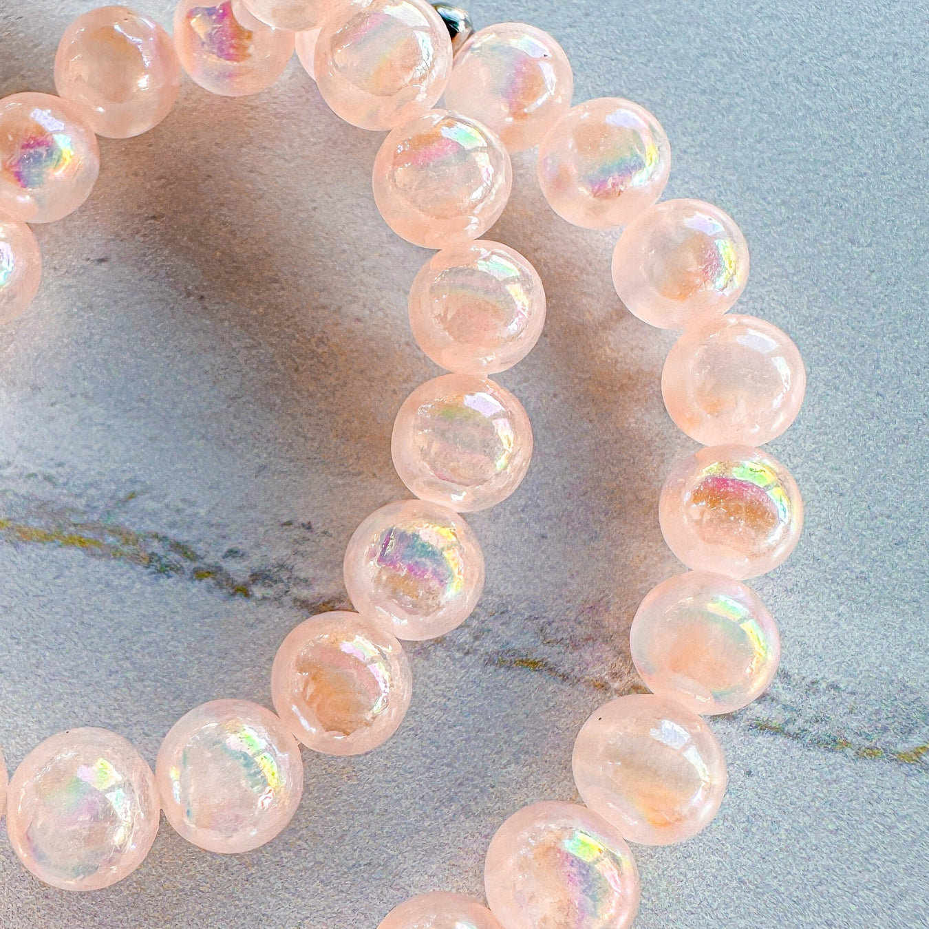 Purity & Protection - Mystic Peach Selenite Stacker Bracelet