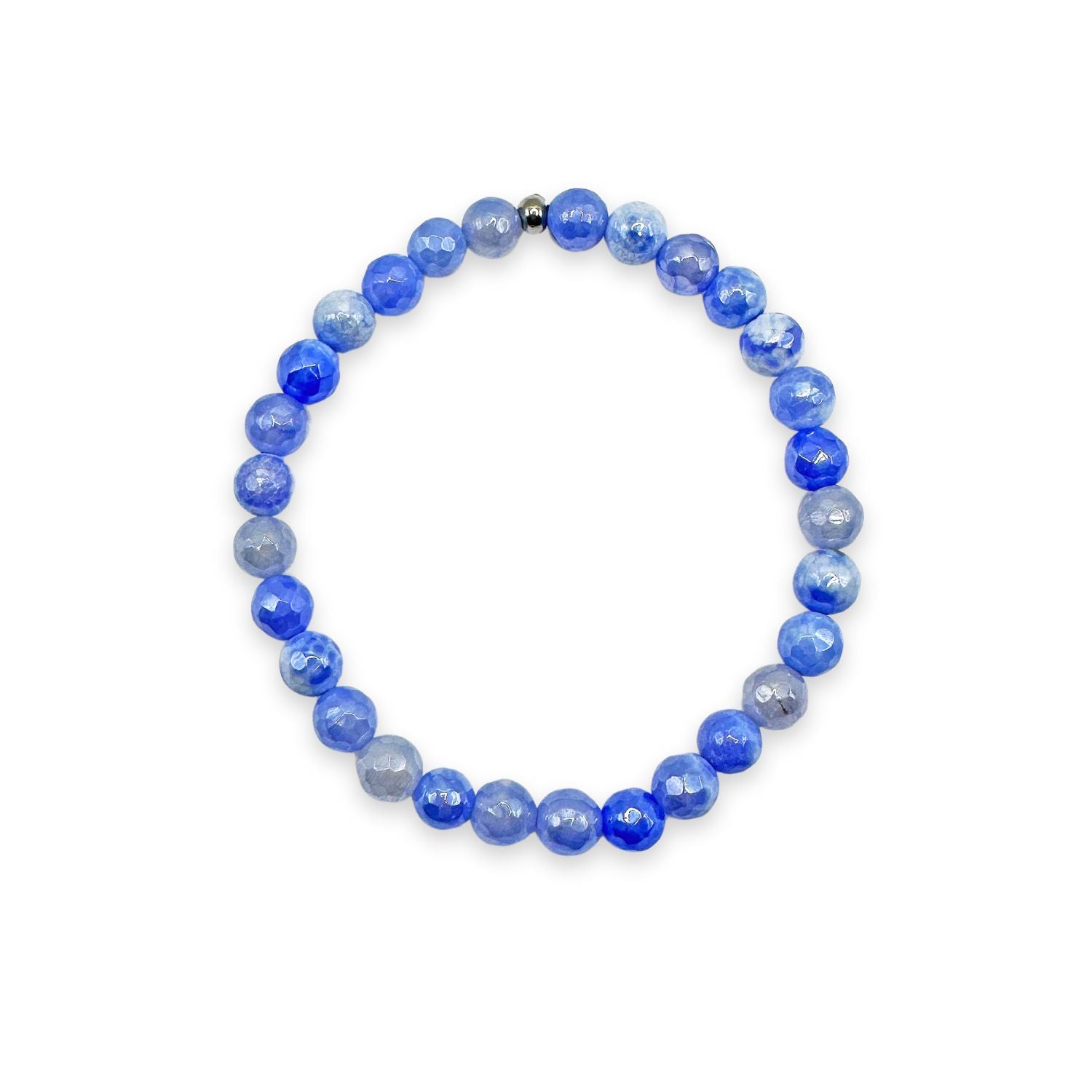 womens beaded bracelet in 6mm periwinkle fire agate from Featherly