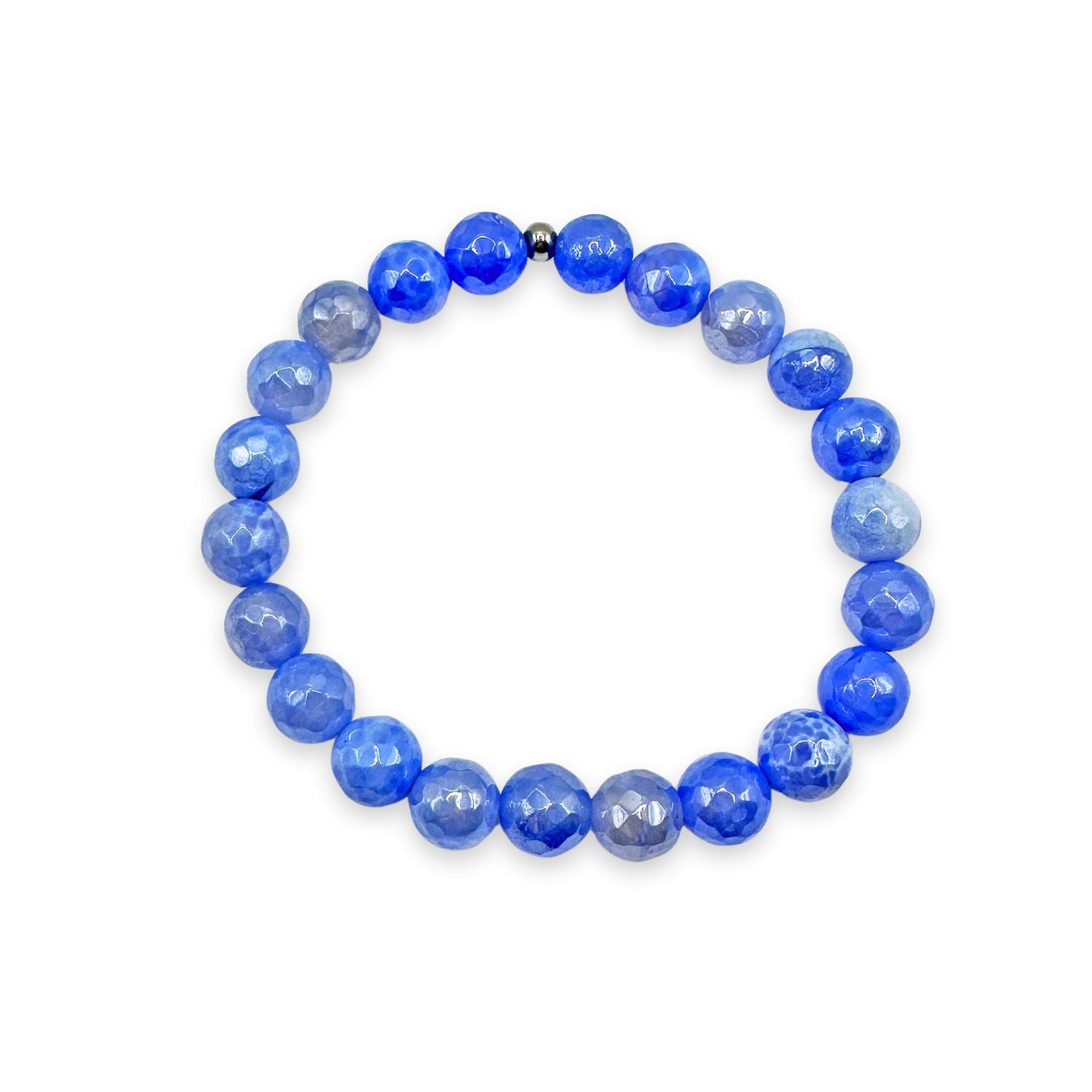 womens beaded bracelet in 8mm periwinkle fire agate from Featherly