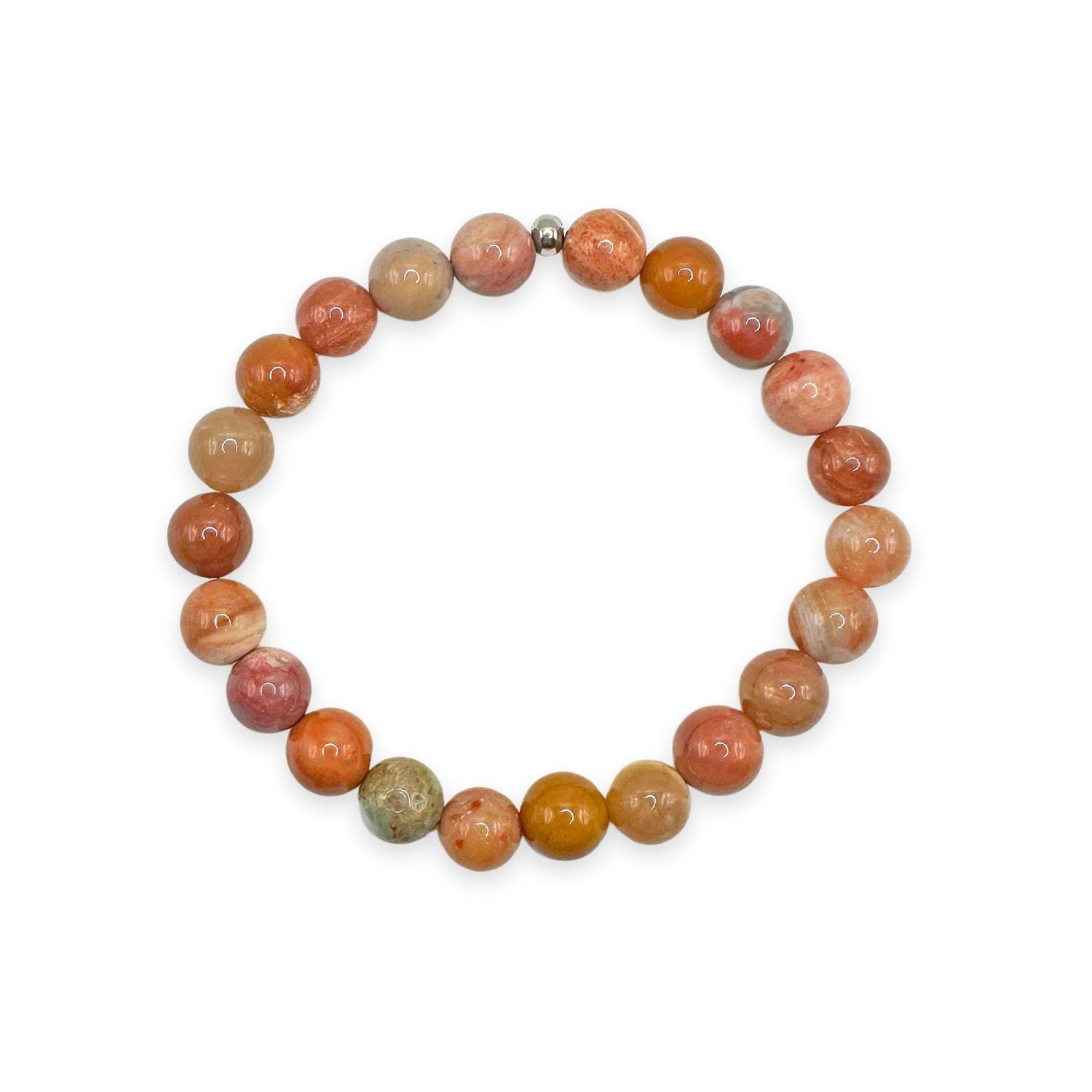 womens beaded bracelet in 8mm petrified wood agate from Featherly