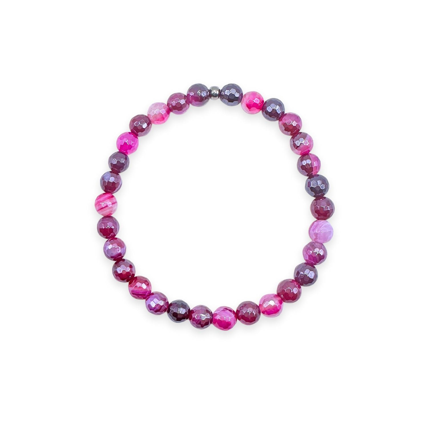 womens beaded bracelet in 6mm pink agate from Featherly