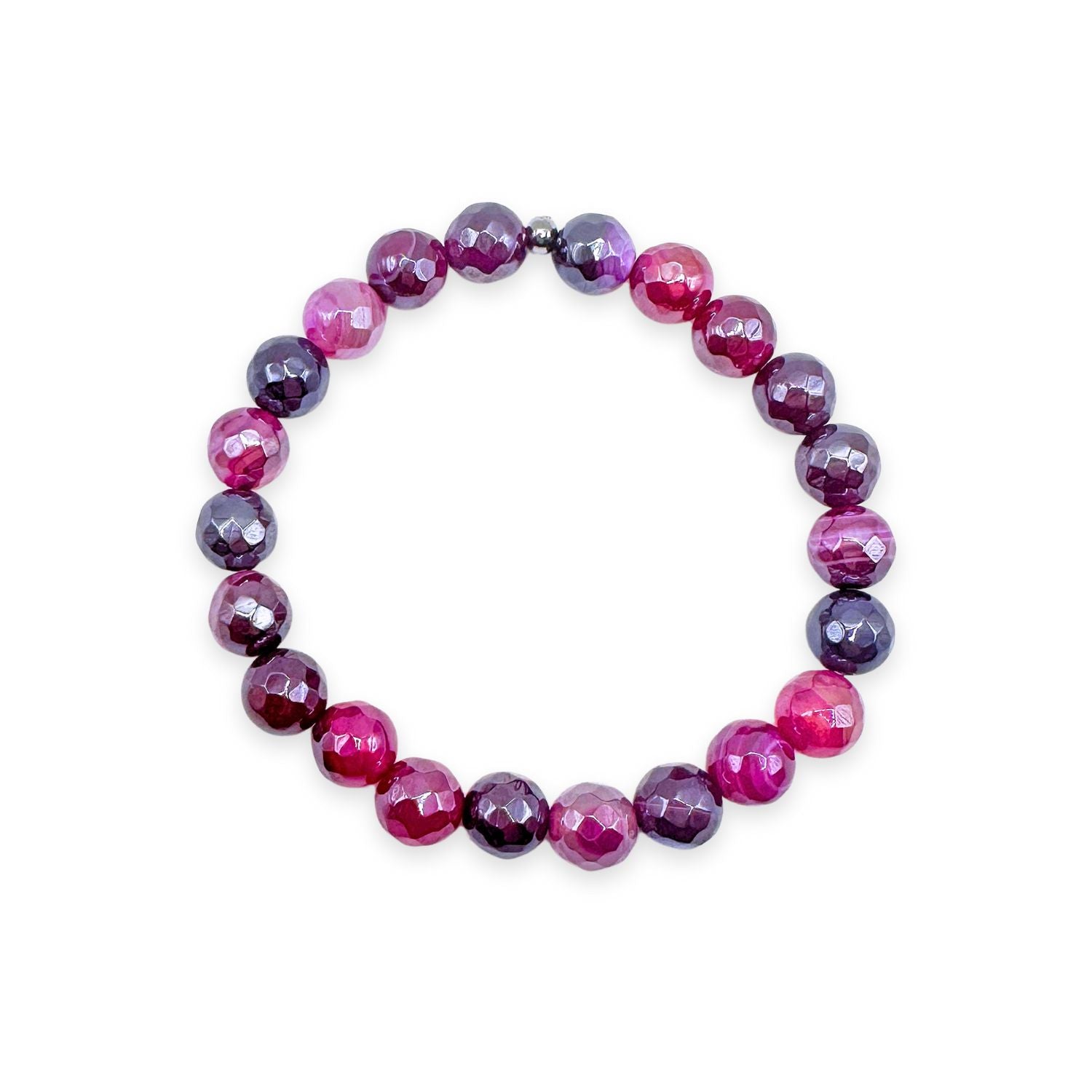 womens beaded bracelet in 6mm fuchsia banded agate from Featherly