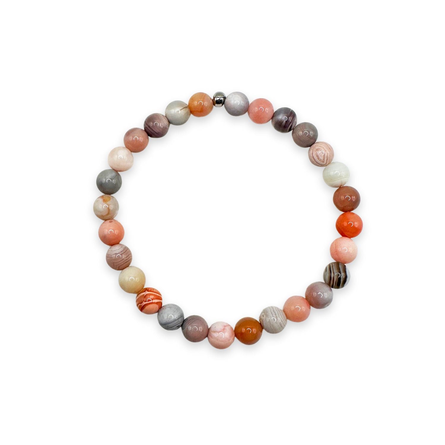 womens beaded bracelet in 6mm pink botswana agate from Featherly