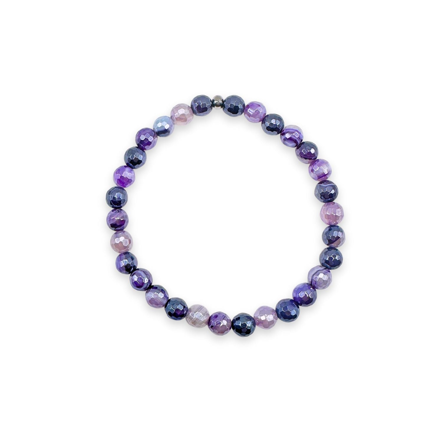 womens beaded bracelet in 6mm purple banded agate from Featherly