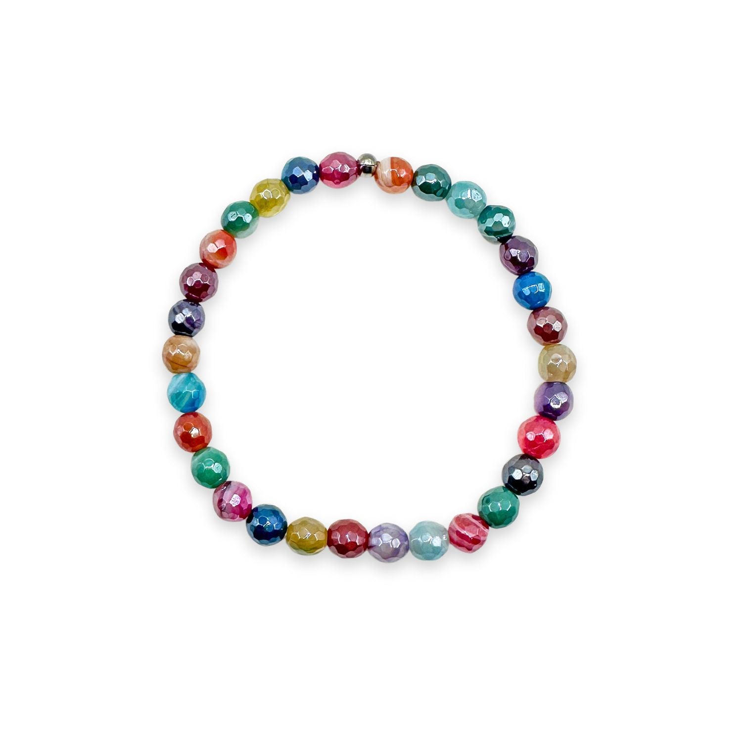 womens beaded bracelet in 6mm rainbow agate from Featherly