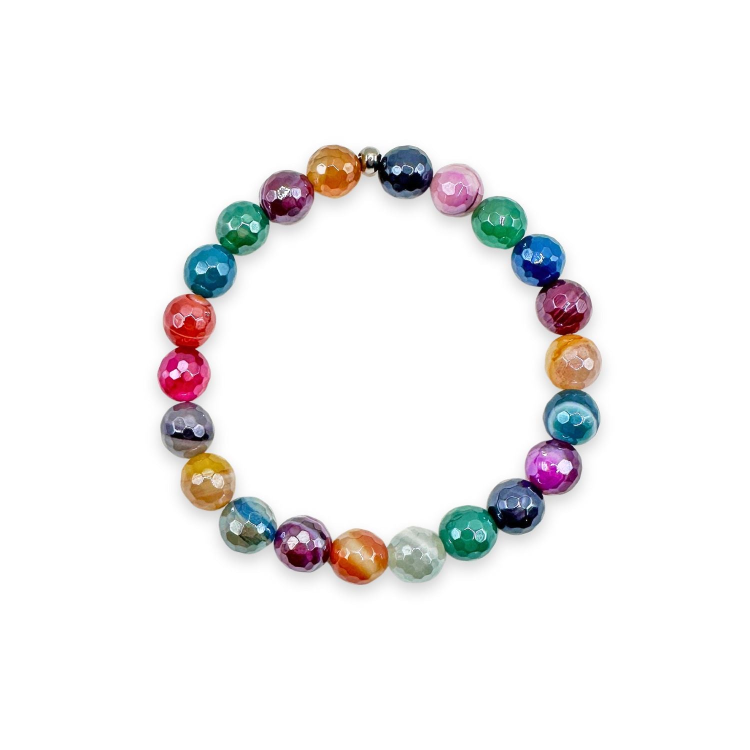 womens beaded bracelet in 8mm rainbow agate from Featherly