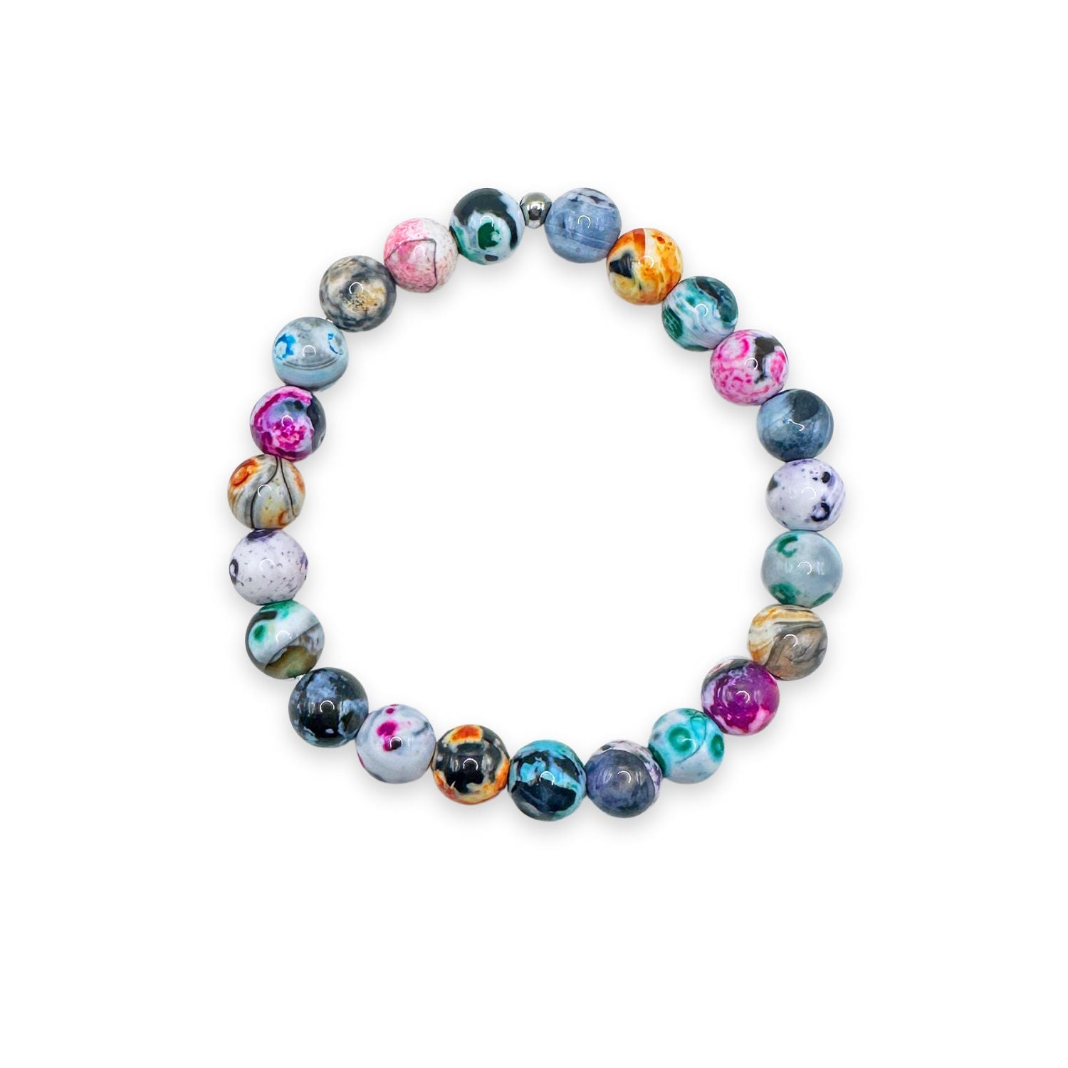 womens beaded bracelet in 8mm smooth rainbow agate from Featherly