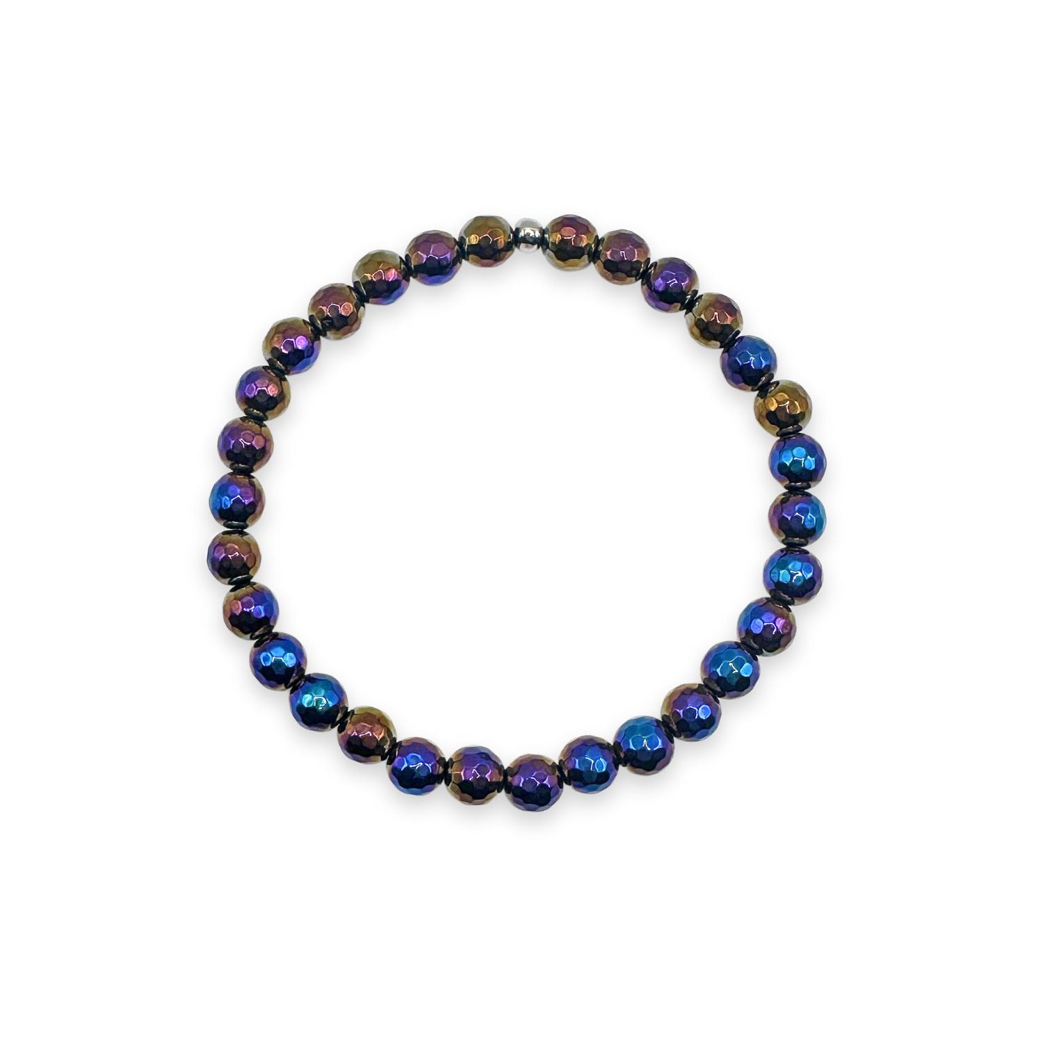 womens beaded bracelet in 6mm rainbow black agate from Featherly