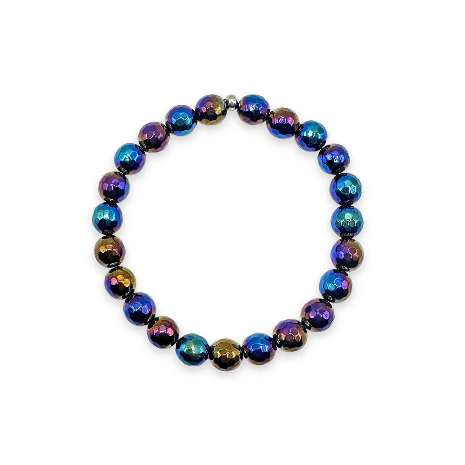 womens beaded bracelet in 8mm rainbow black agate from Featherly