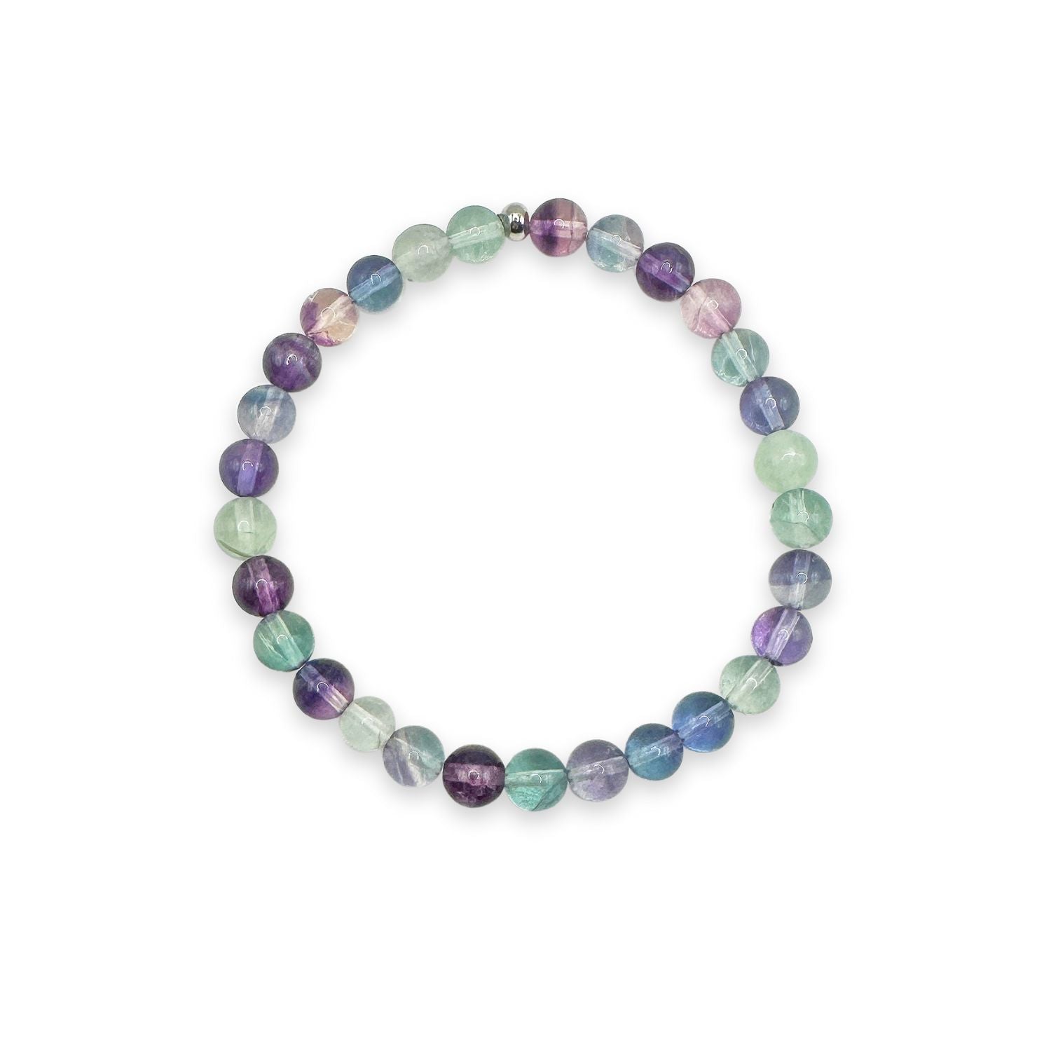 womens beaded bracelet in 6mm rainbow fluorite from Featherly