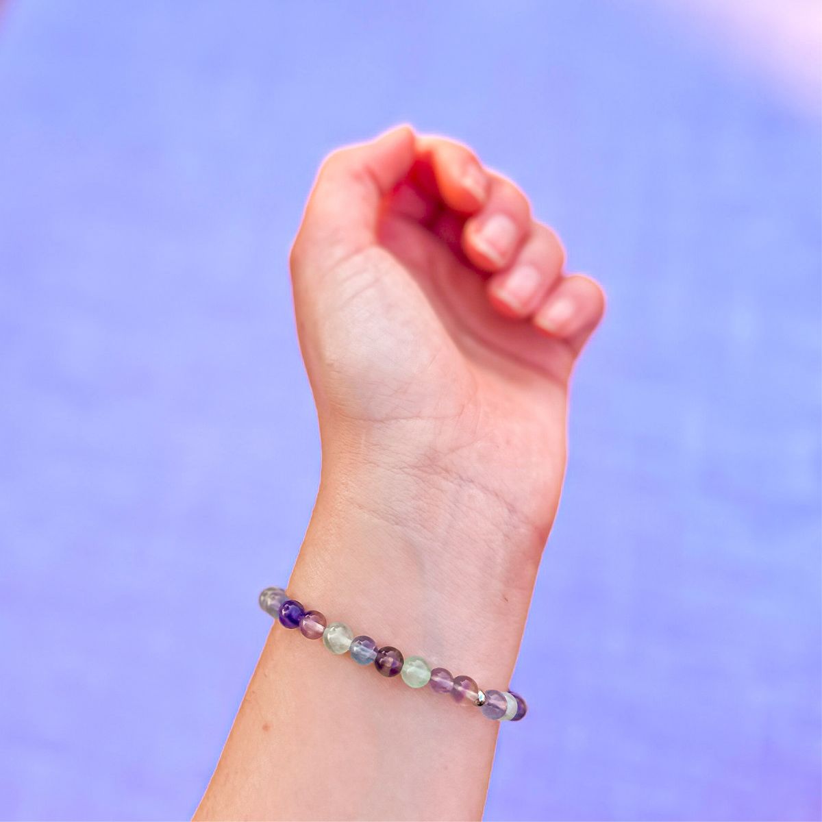 mini stacker bracelet from featherly in rainbow fluorite