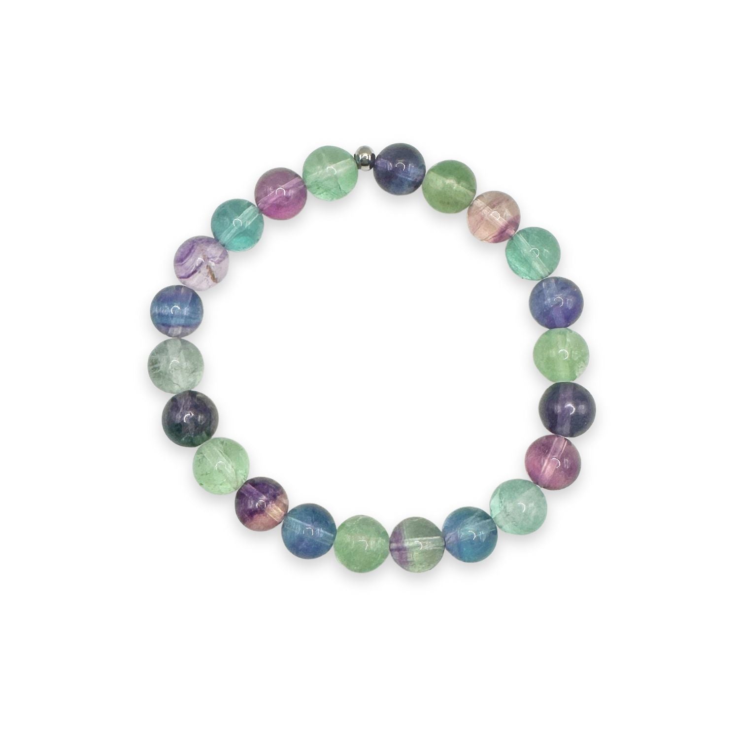 womens beaded bracelet in 8mm rainbow fluorite from Featherly