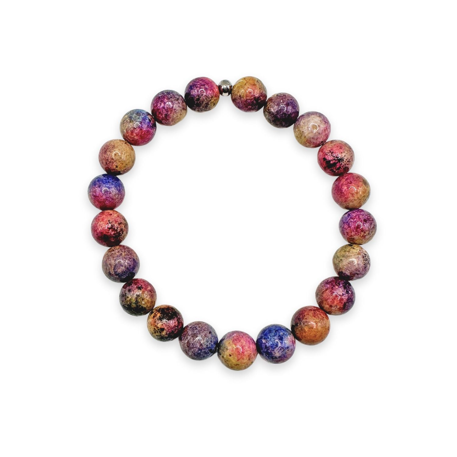 womens beaded bracelet in 8mm rainbow jasper from Featherly